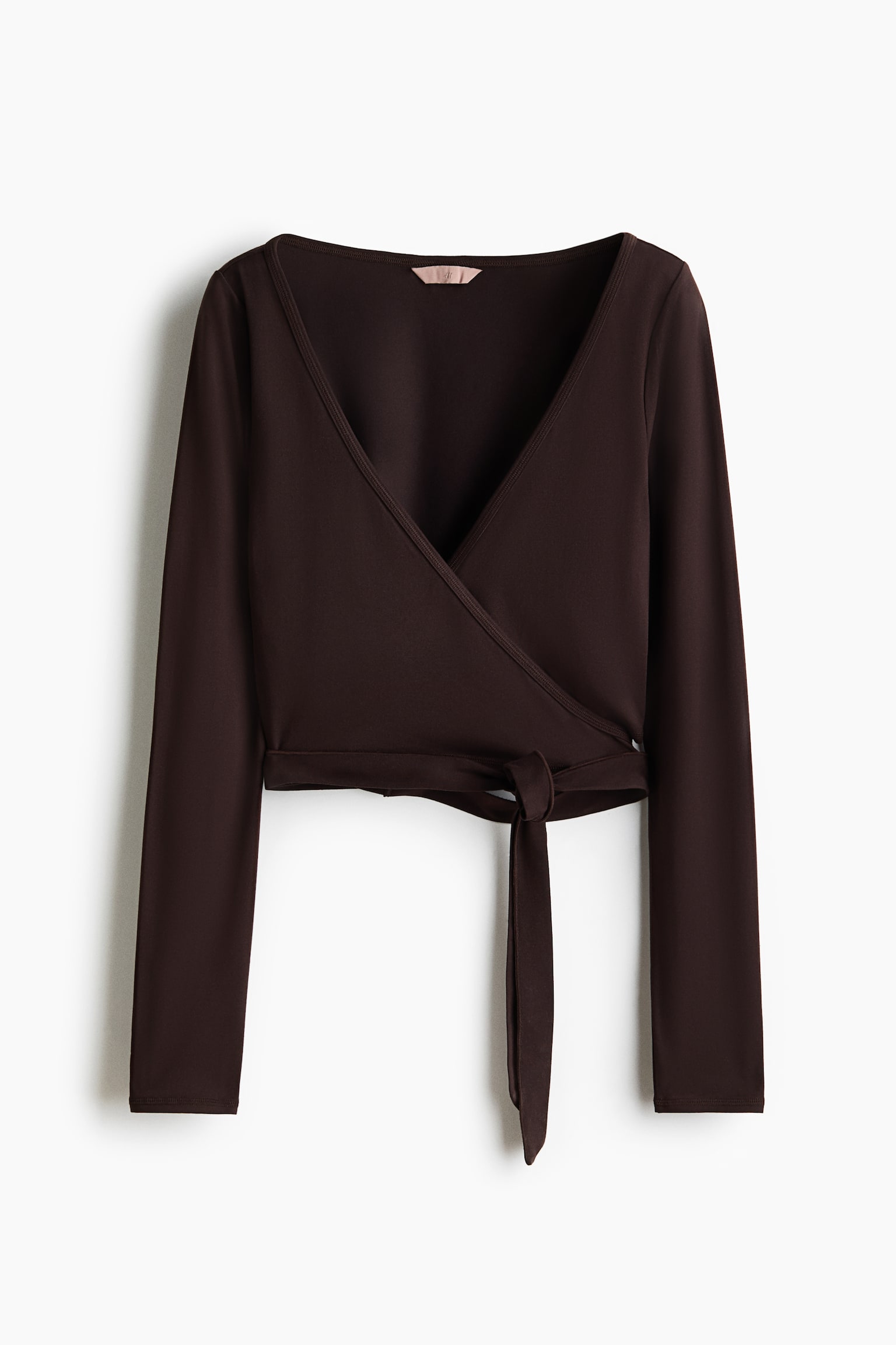 Женский топ H&M Brushed Jersey Wrap, цвет: Тёмный коричневый
