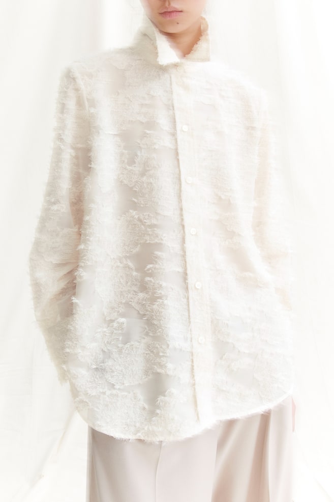 Textured-weave shirt - Cream/Black - 1