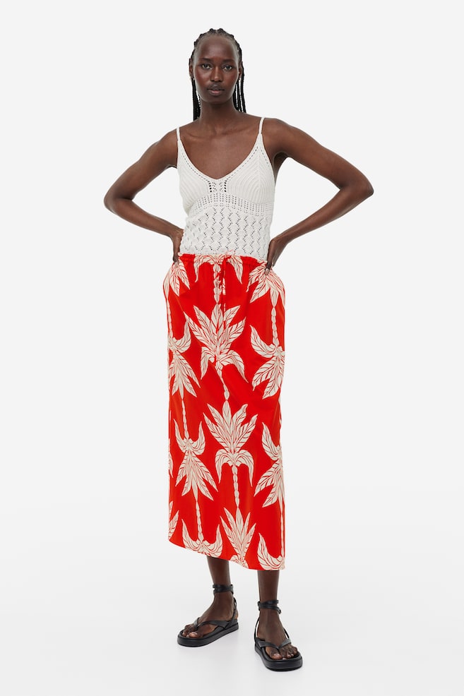 Flared skirt - Red/Palm trees/Black/Patterned/Bright blue/Patterned - 1