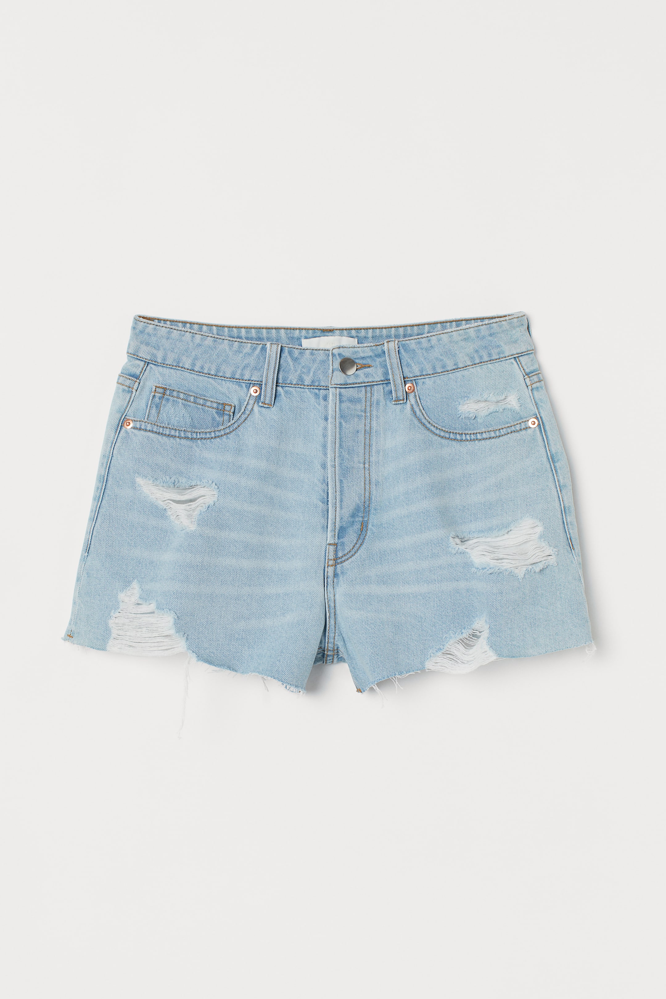 Denim Shorts - High waist - Short - Light denim blue - Ladies | H&M US