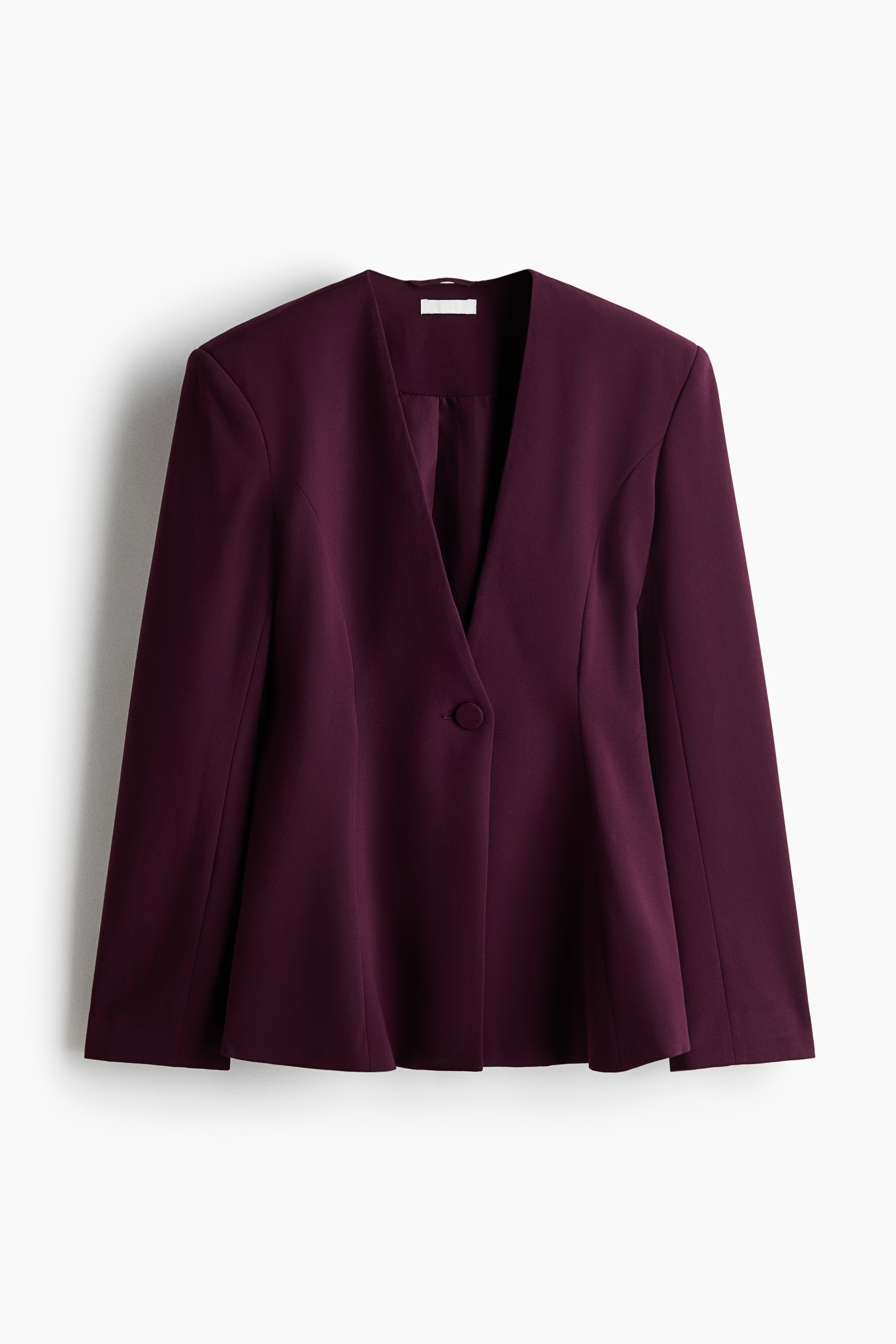Lapelless peplum blazer