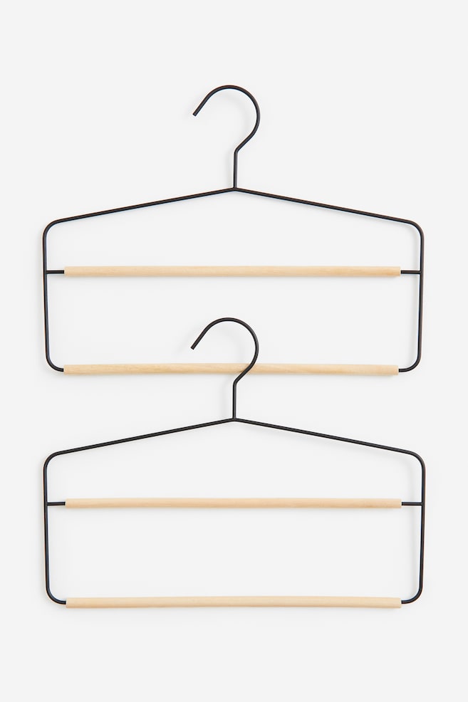 2-pack clothes hangers - Black/Beige - 1