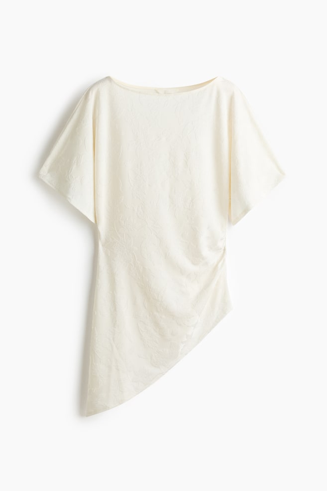 Asymmetrisches Shirt aus Jacquardjersey - Cremefarben/Hellblau - 1