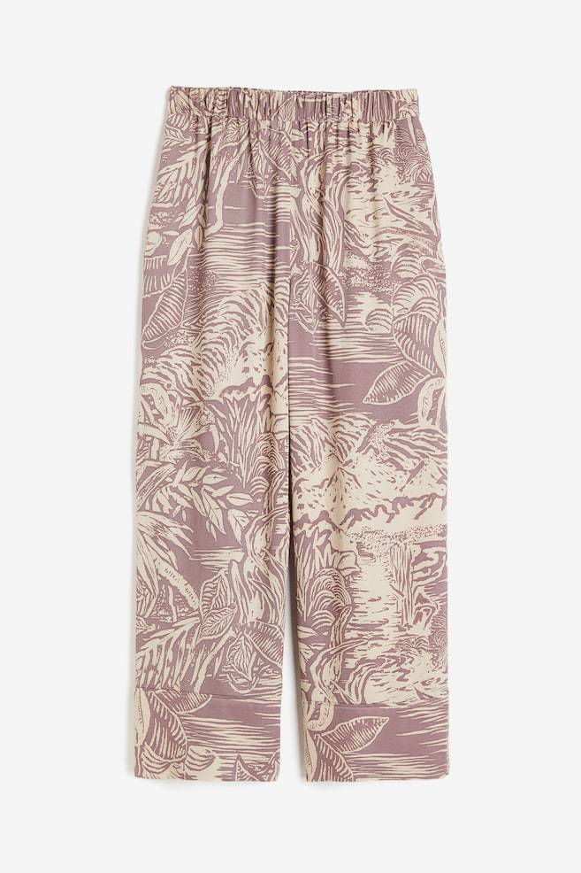 Pull-on twill trousers - Dusty rose/Patterned - 2