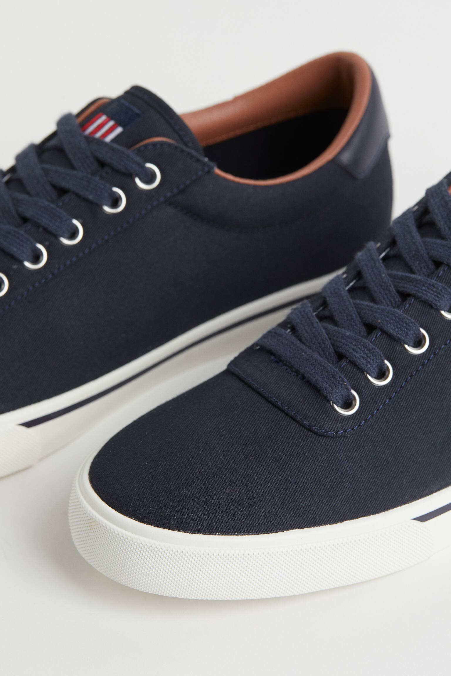 Cotton Canvas Sneakers - Dark blue/Beige - 2