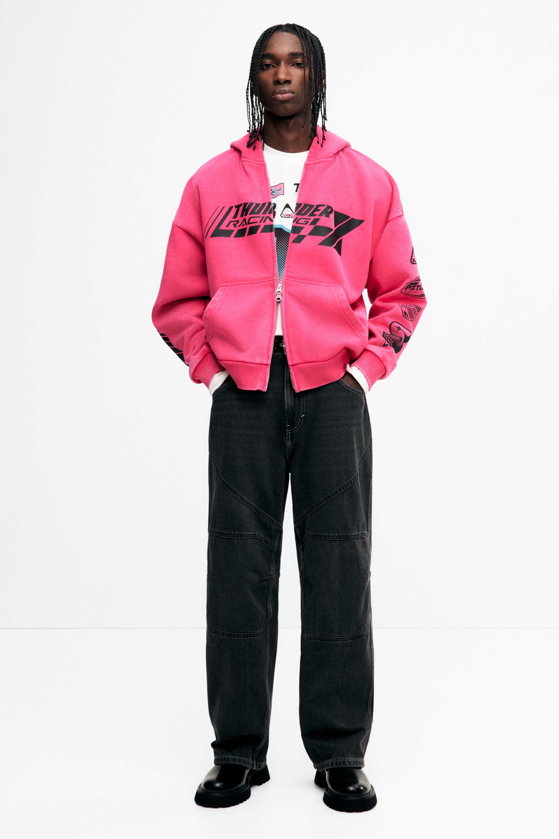 バギーバイカーデニム - ウォッシュドデニムブラック - Men | H&M JP