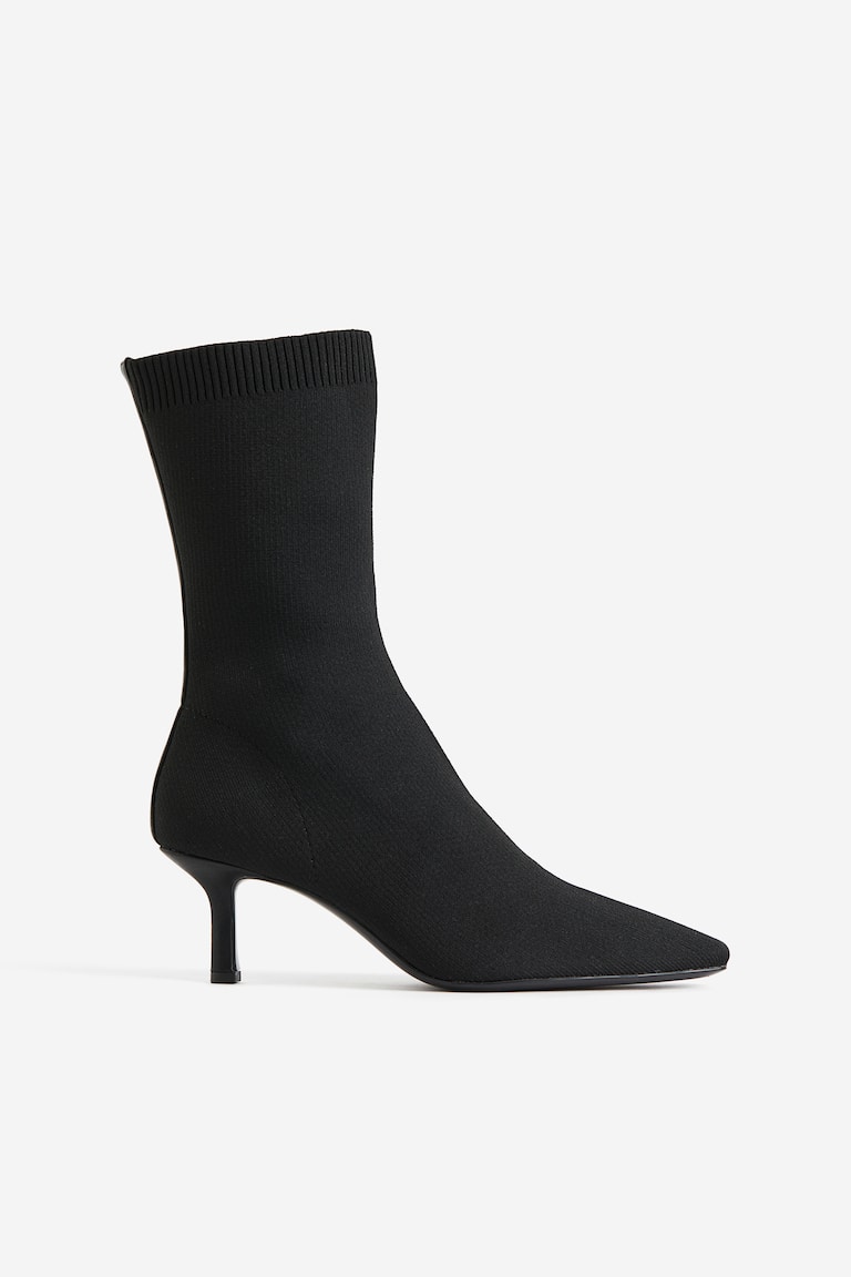 H&m Next Black Sock Boots Heeled Sock Boots
