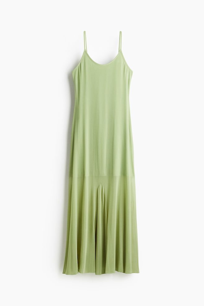 Trägerkleid aus Mesh - Hellgrün/Dunkelbraun - 1