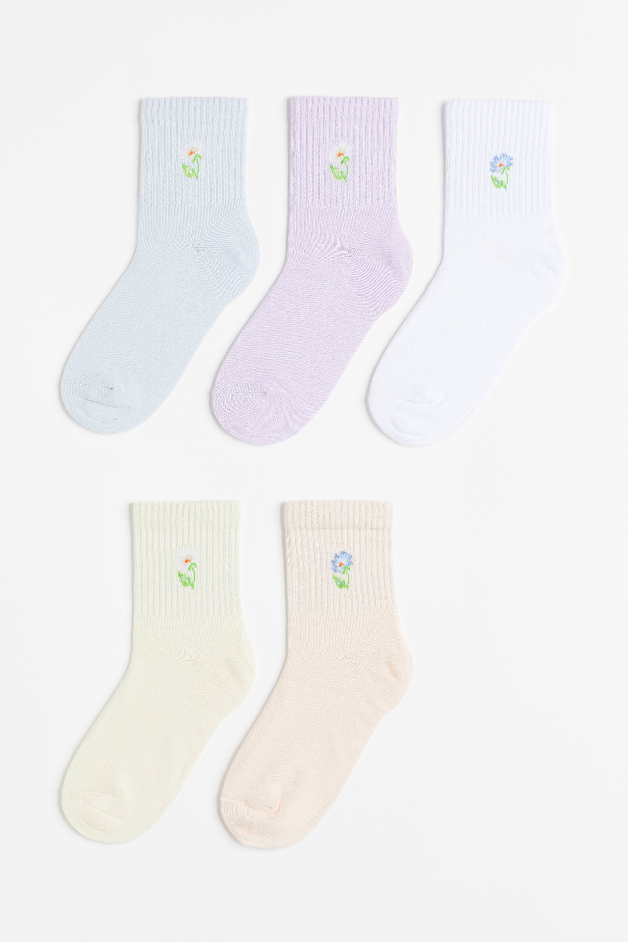 View larger image: 5-pack socks - Light blue/White - Ladies | H&M 1
