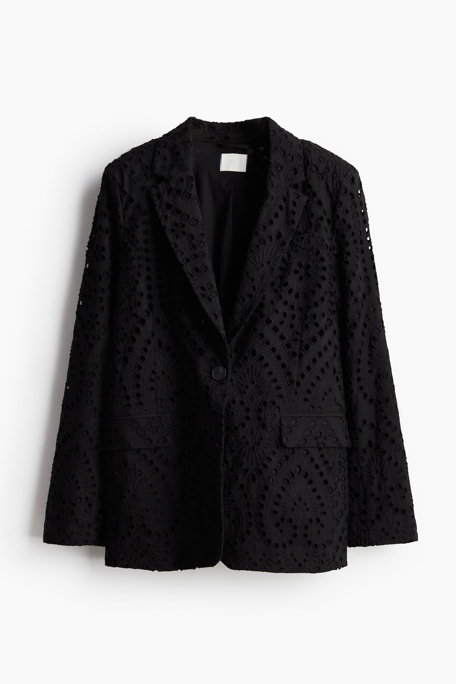 Broderie anglaise blazer - Black/White - 1