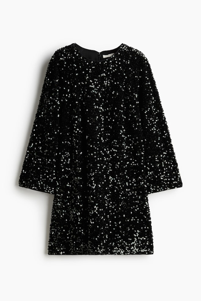 Sequined A-line dress - Dark green/Black/Navy blue - 1