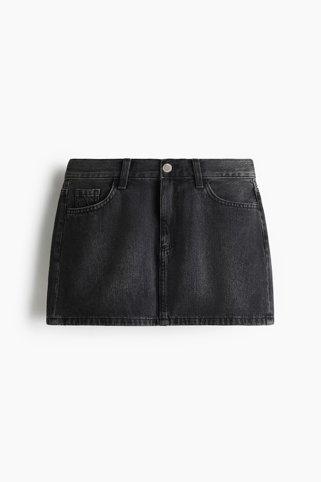 Short denim skirt - Washed black - 1