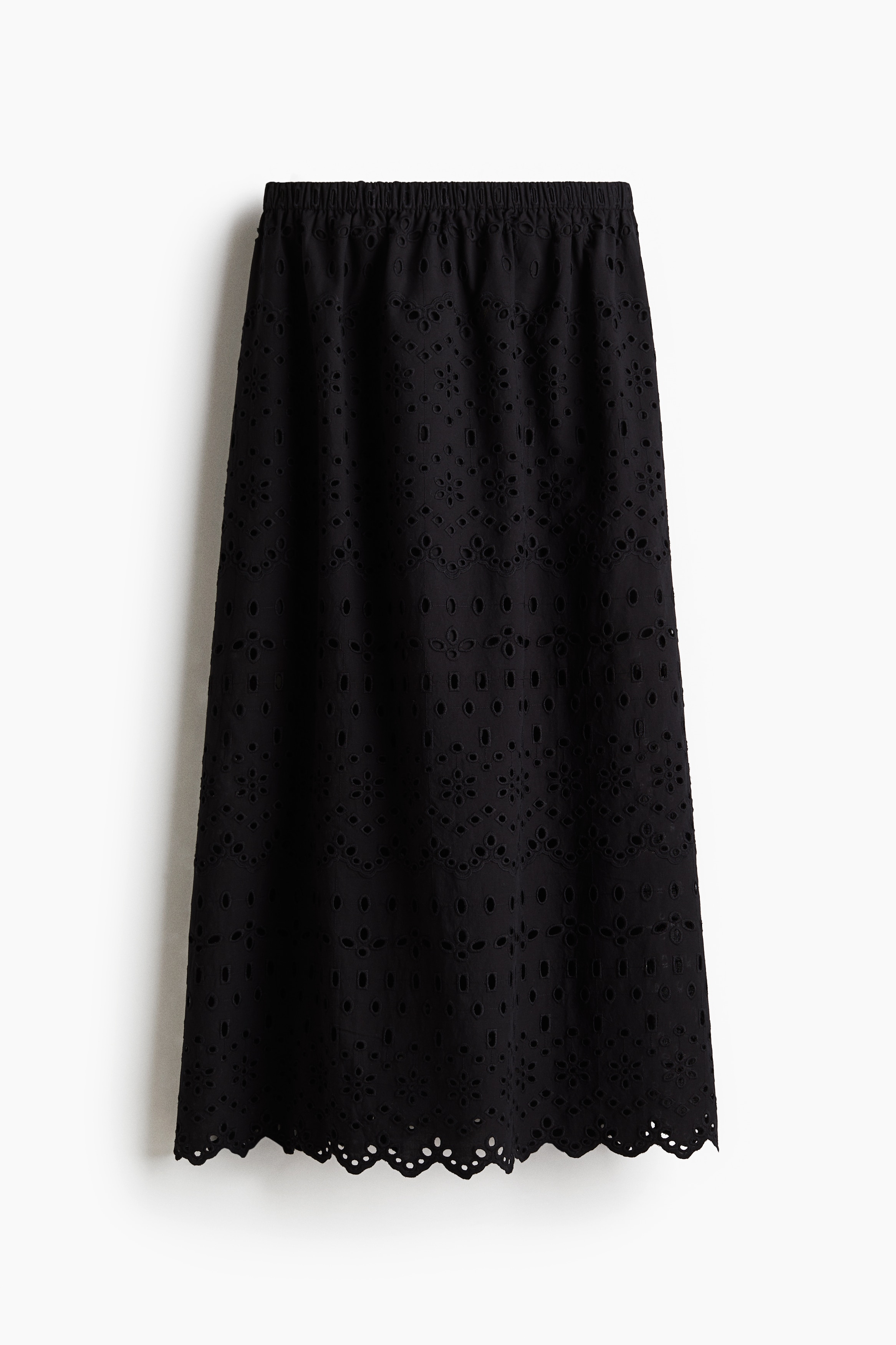 Skirt with Eyelet Embroidery - Black/White