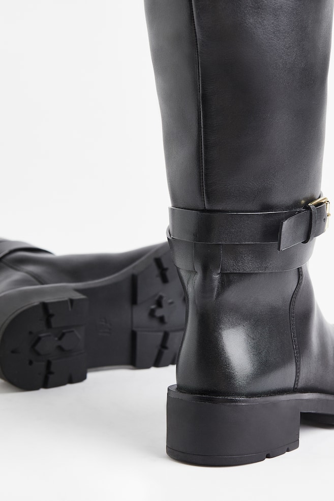 Knee-high leather boots - Black - 4