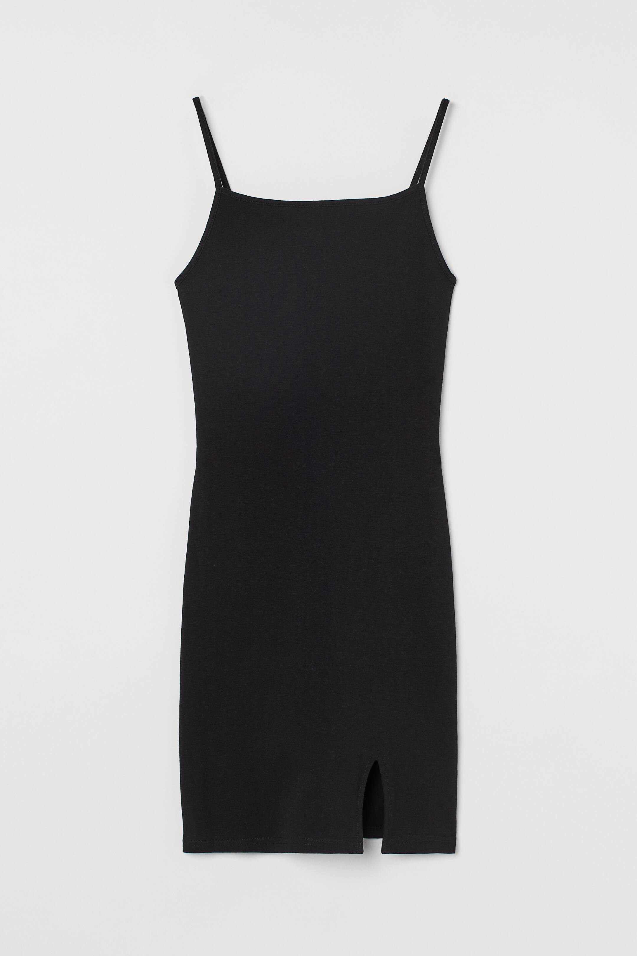 Fitted Jersey Dress - Sleeveless - Short - Black - Ladies | H&M US