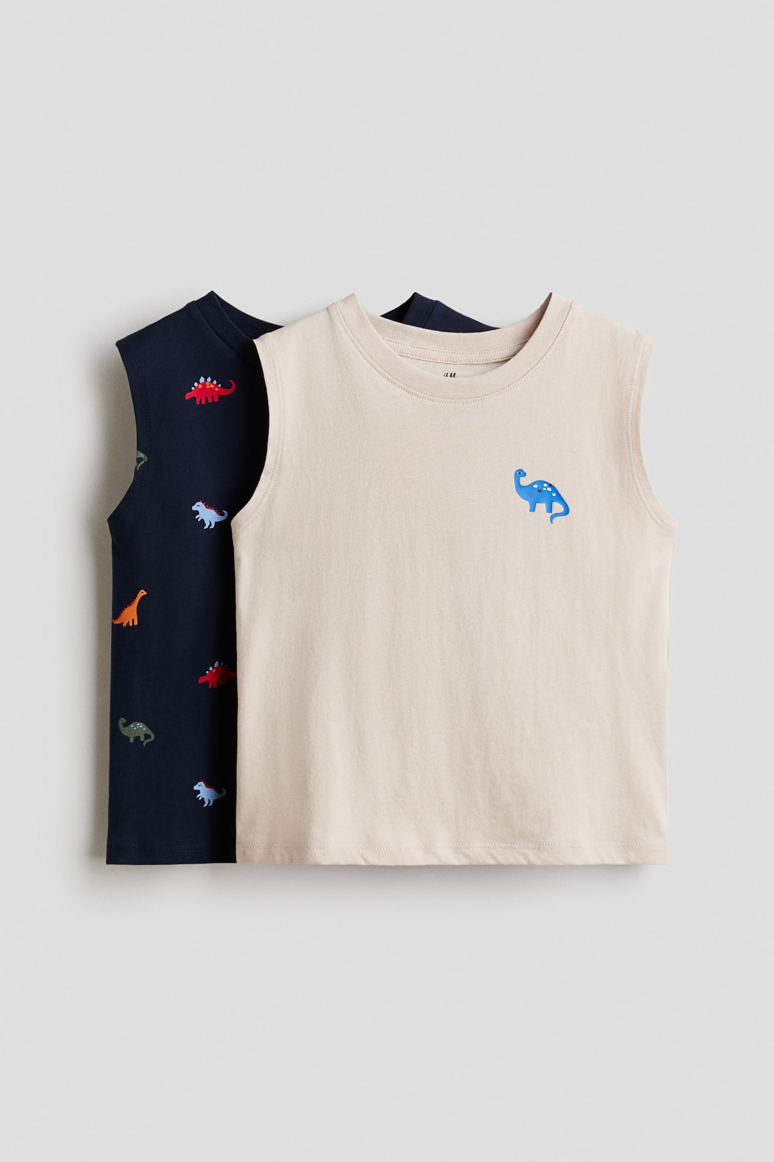 2-pack cotton vest tops - Navy blue/Dinosaurs/White/Pacific/Navy blue/New York