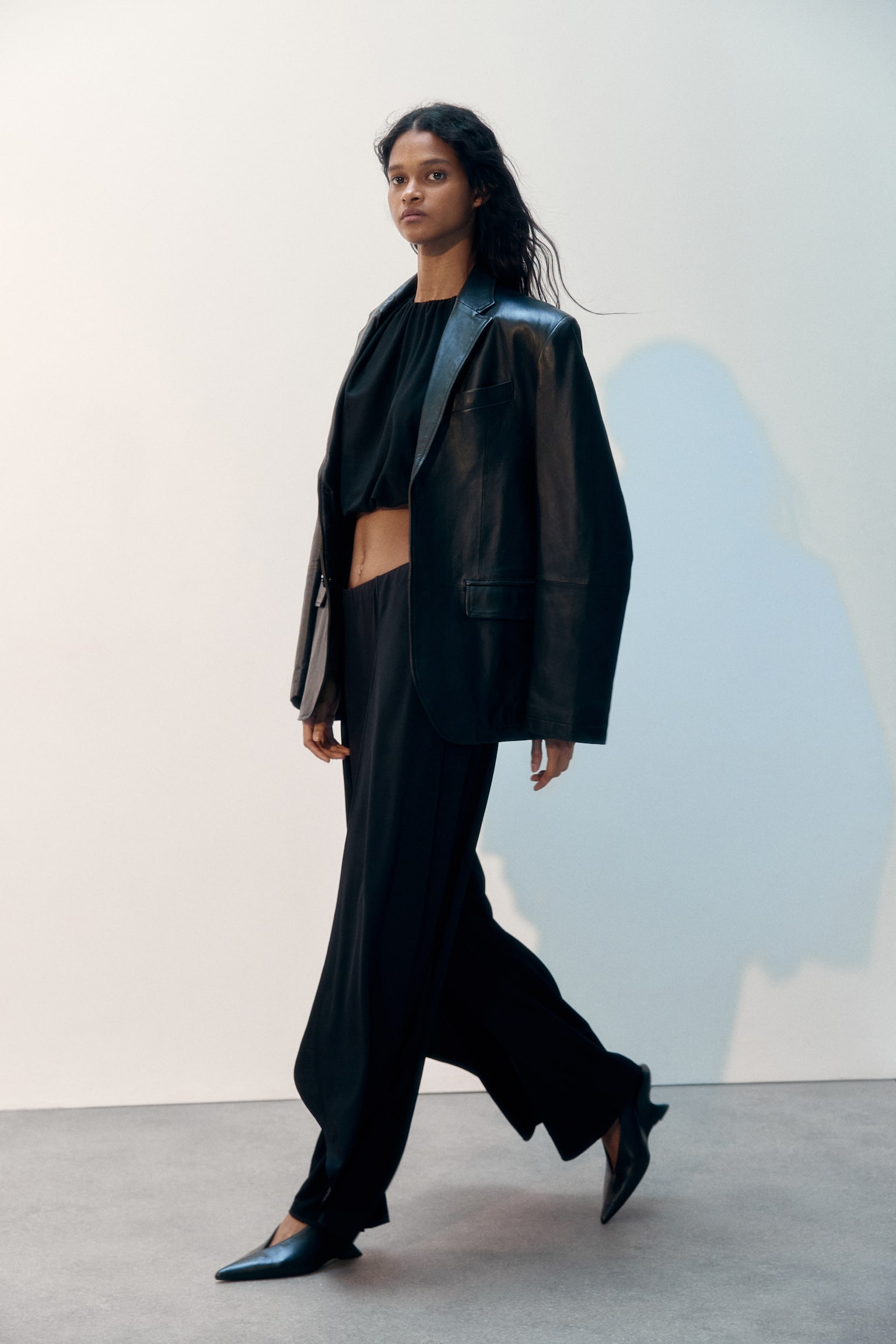 Wide jersey trousers - Black/Rust red - 5