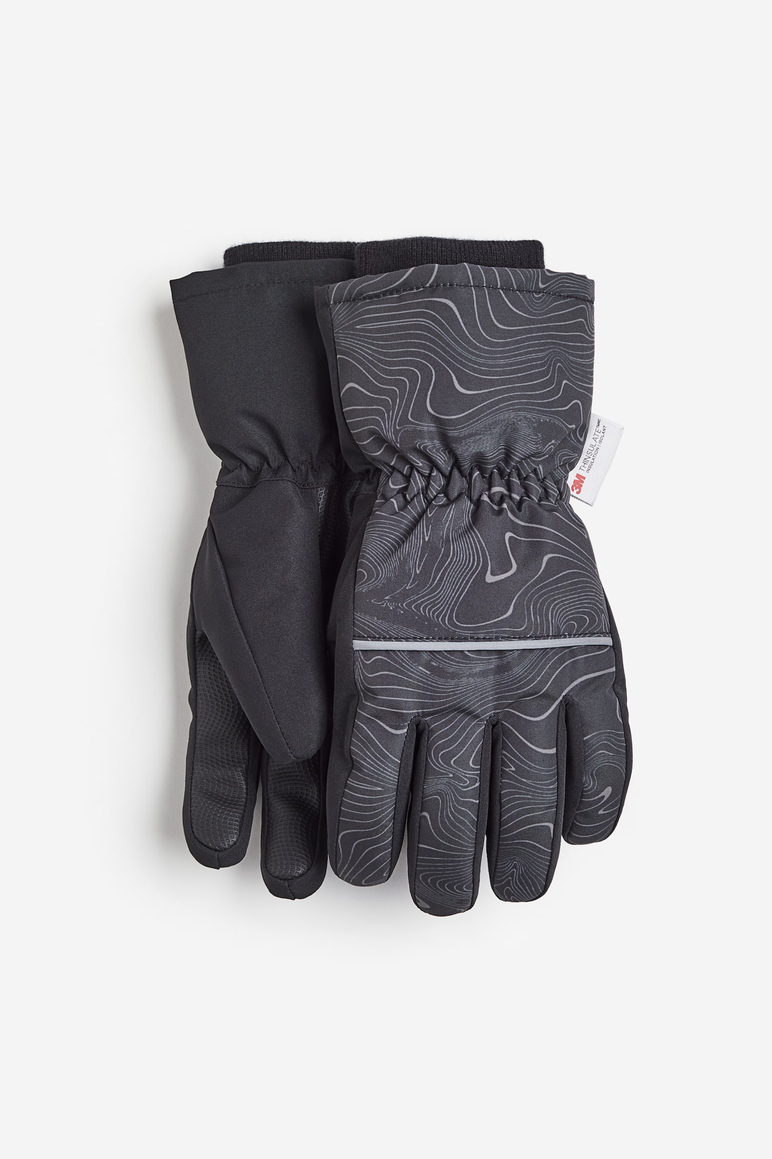 Water Repellent Padded Gloves - Black/Pattern/Black - 1