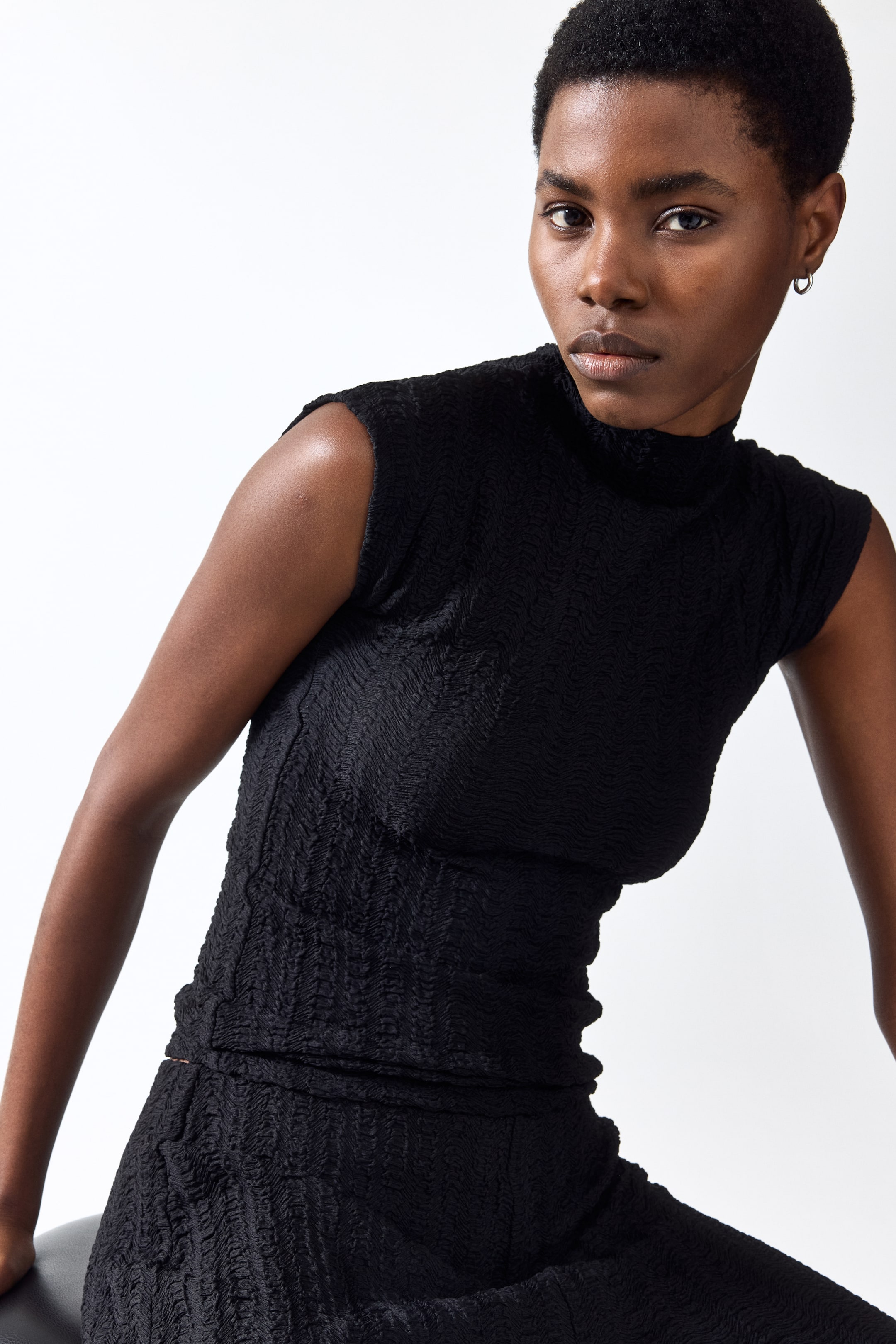 View larger image: Textured jersey top - Black - Ladies | H&M GB 1