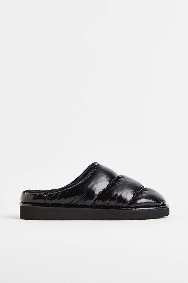 Warm-lined padded slippers - Black - 1