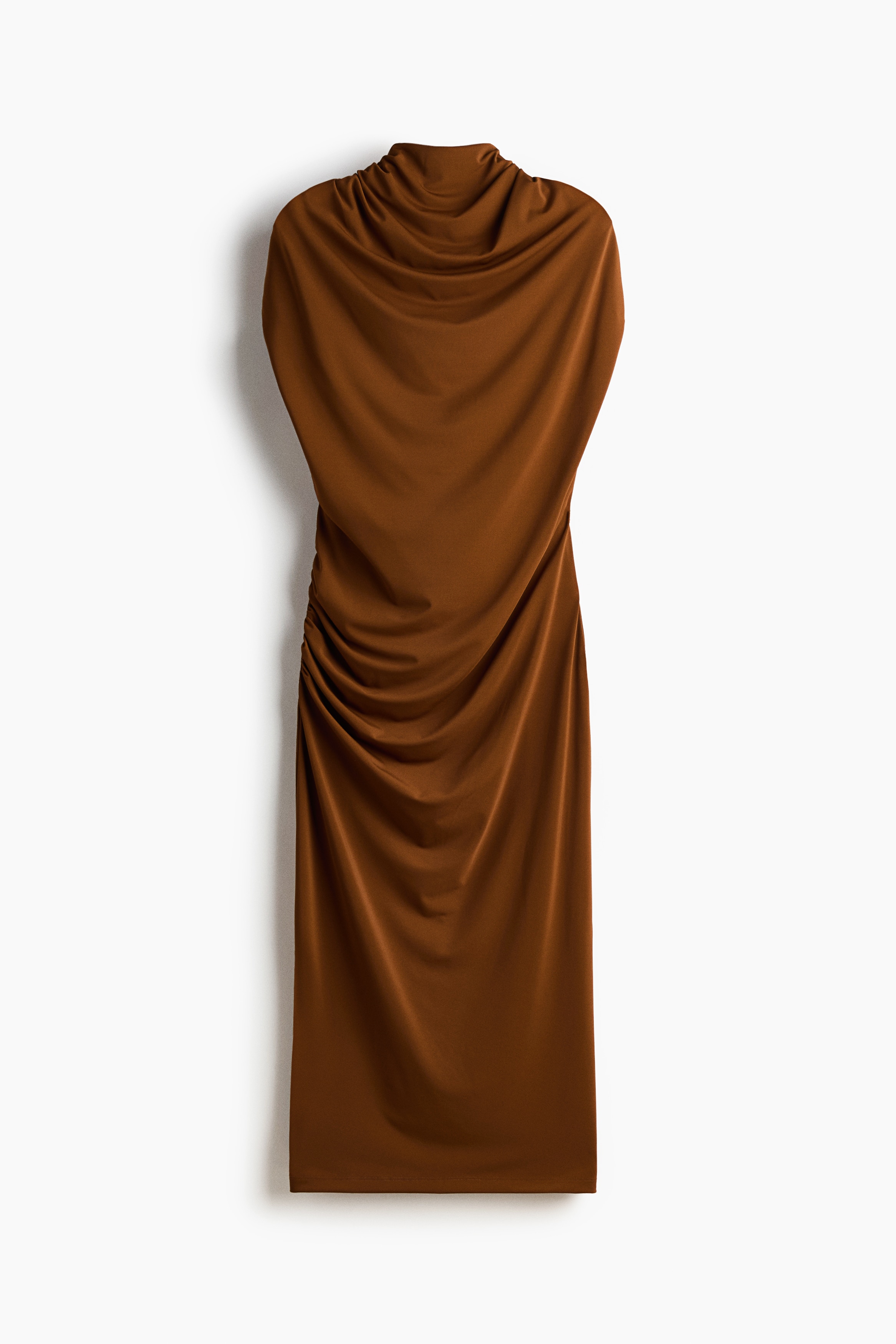 Draped Midi Dress - Brown
