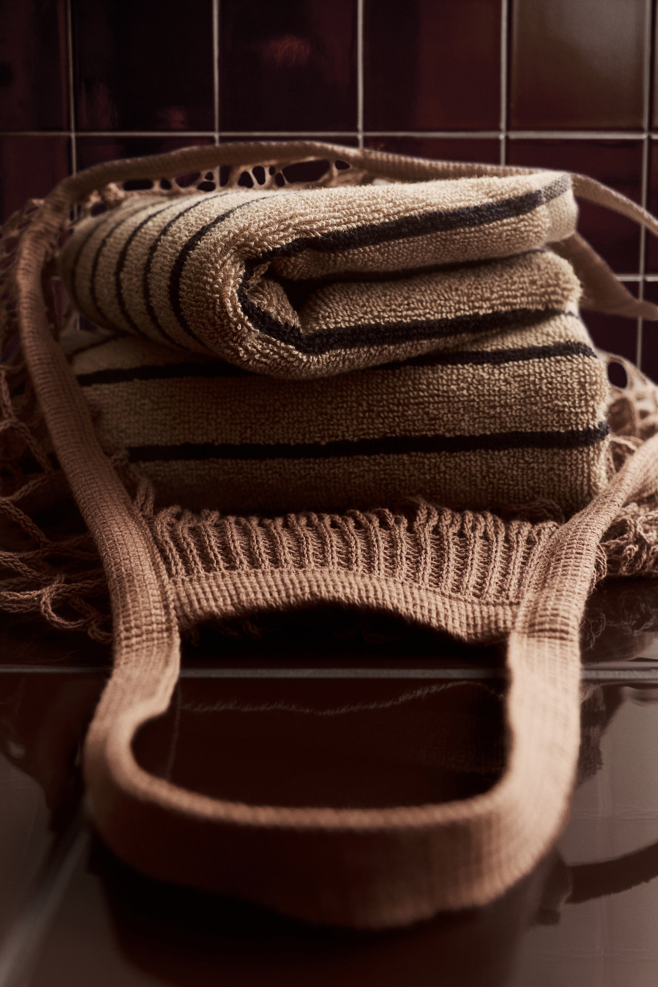 View larger image: Striped guest towel - Brown/Black striped - Home All | H&M IN 1