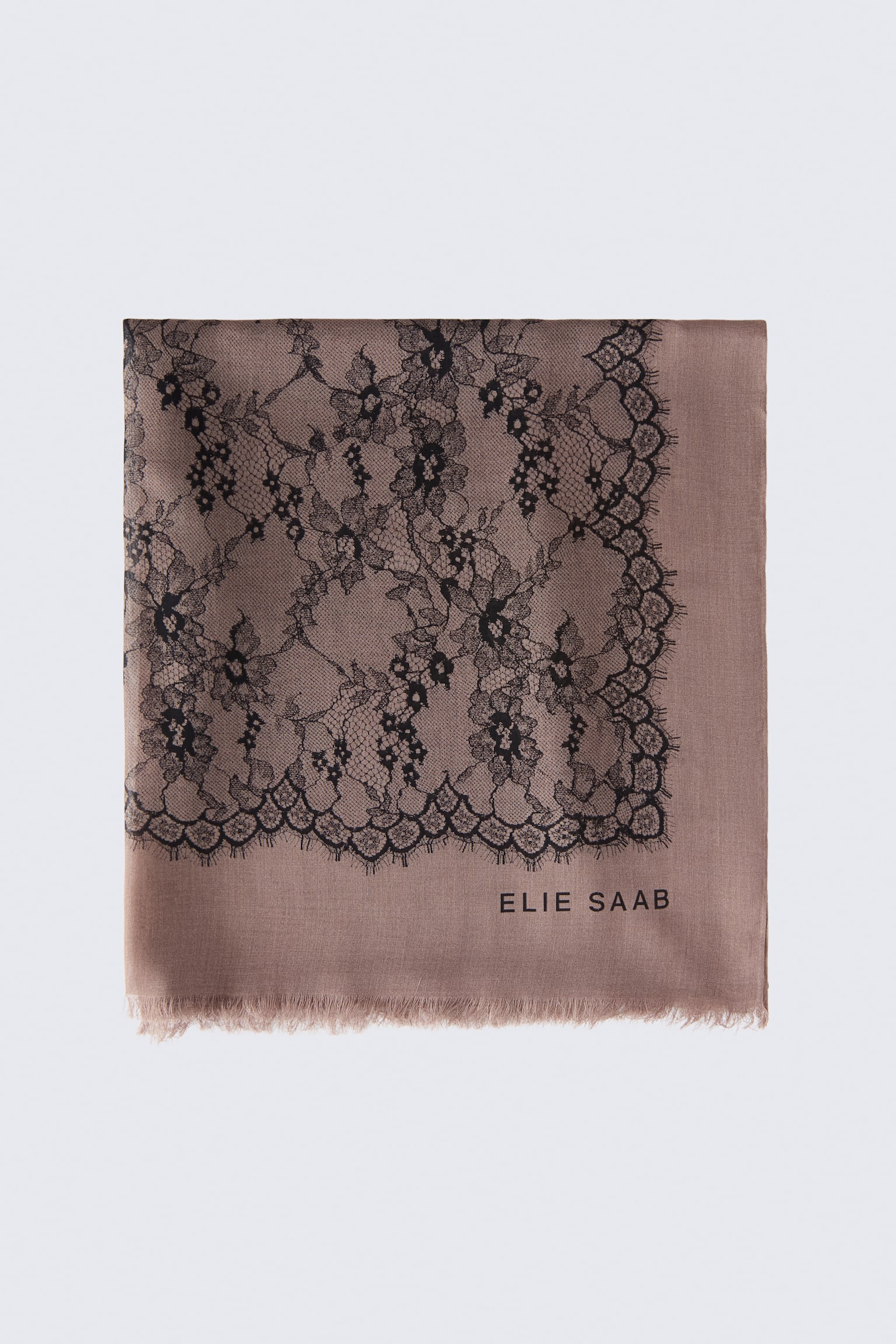 Женские палантины H&M Silk-Blend Jacquard-Weave Shawl, цвет: Серо-коричневый / Чёрный — фото 2