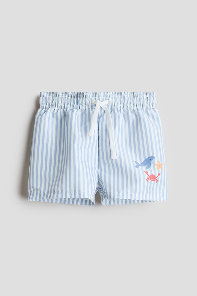 Patterned Swim Shorts - Light blue/whale/White/brown striped/Light blue/striped/Dark turquoise/striped/Light green/leopard/Light blue/patterned/Light turquoise/crocodiles/Bright blue/Navy blue/marine life - 1