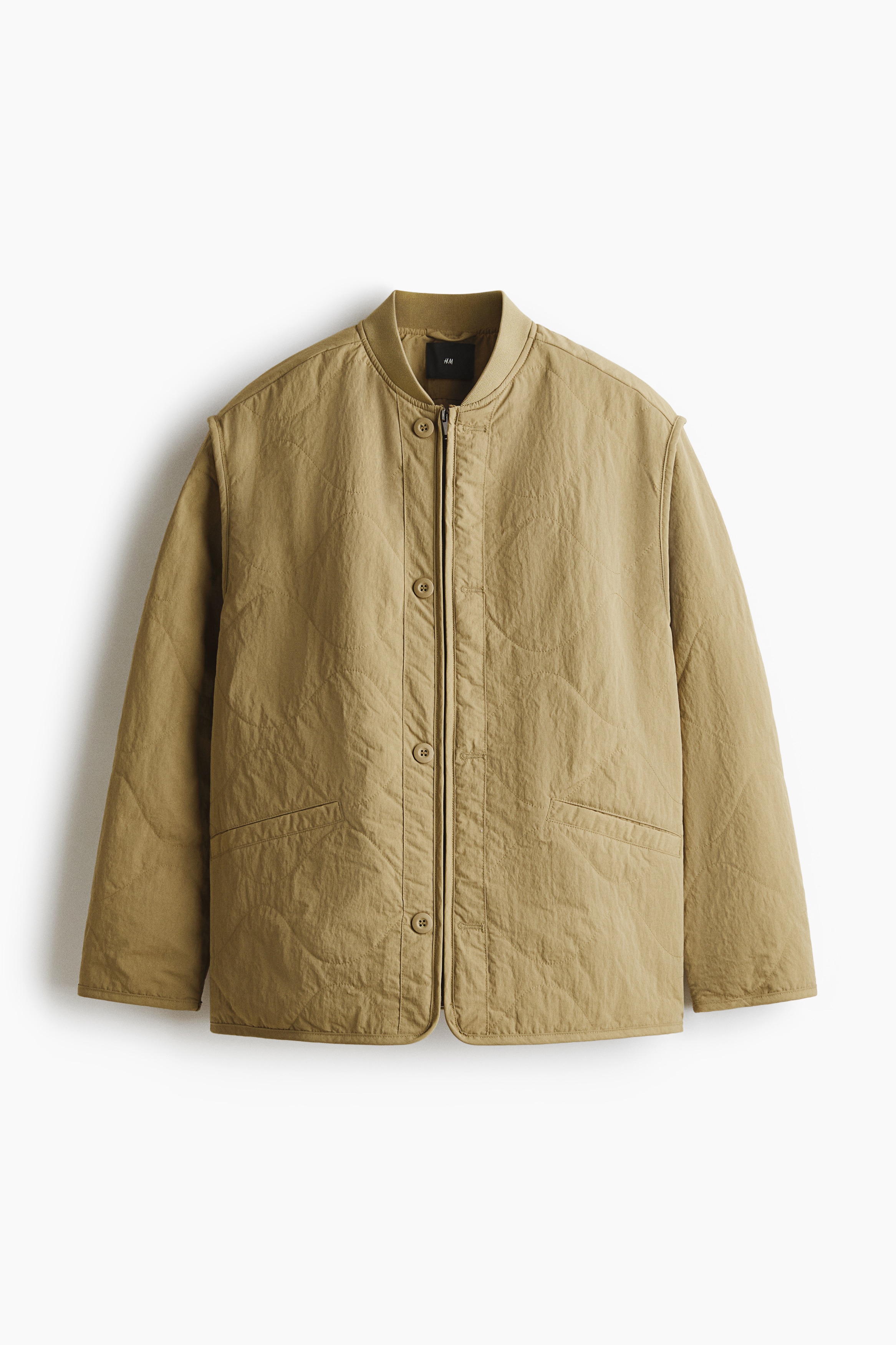 퀼티드 나일론 재킷 - 다크 베이지