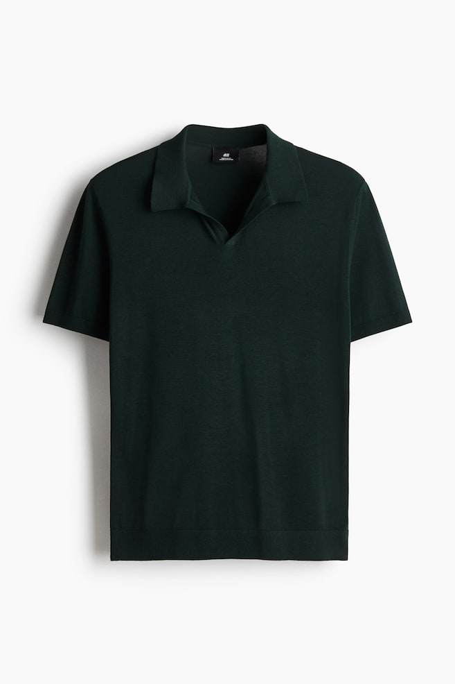 Regular Fit V-neck polo shirt - Green/Dark blue/Beige - 1