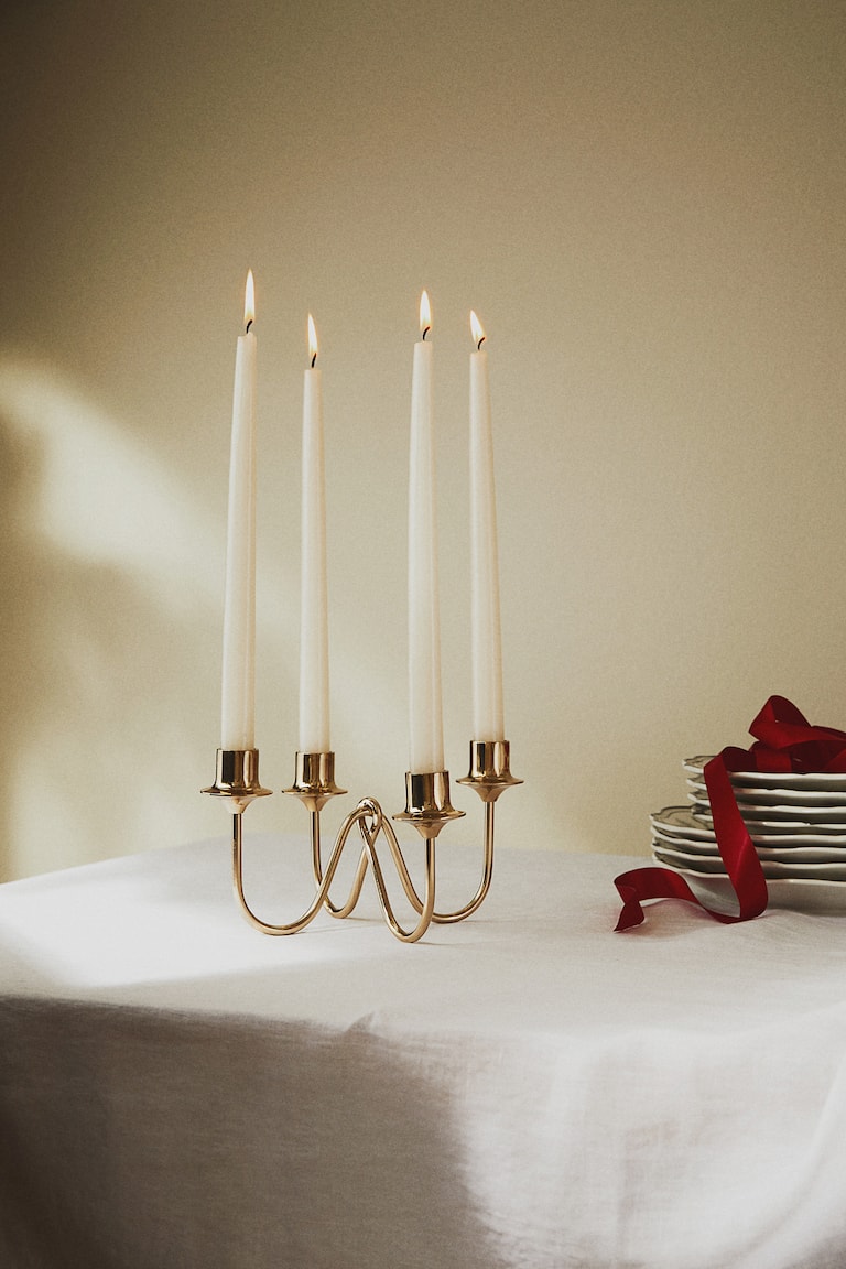 Metal candelabra Gold-coloured Home All H&M GB