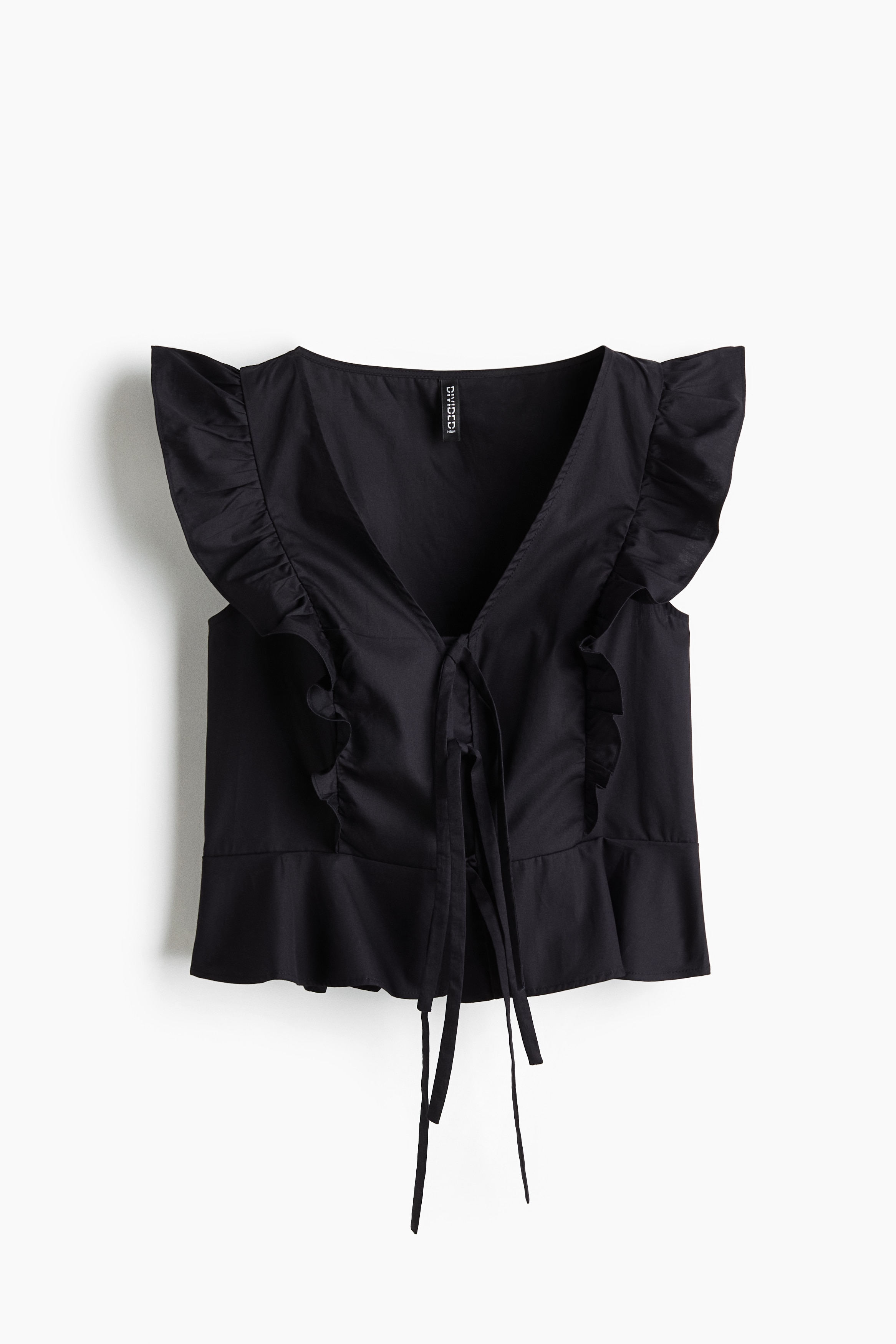 Blusa sin mangas con lazos al frente - Negro/Blanco