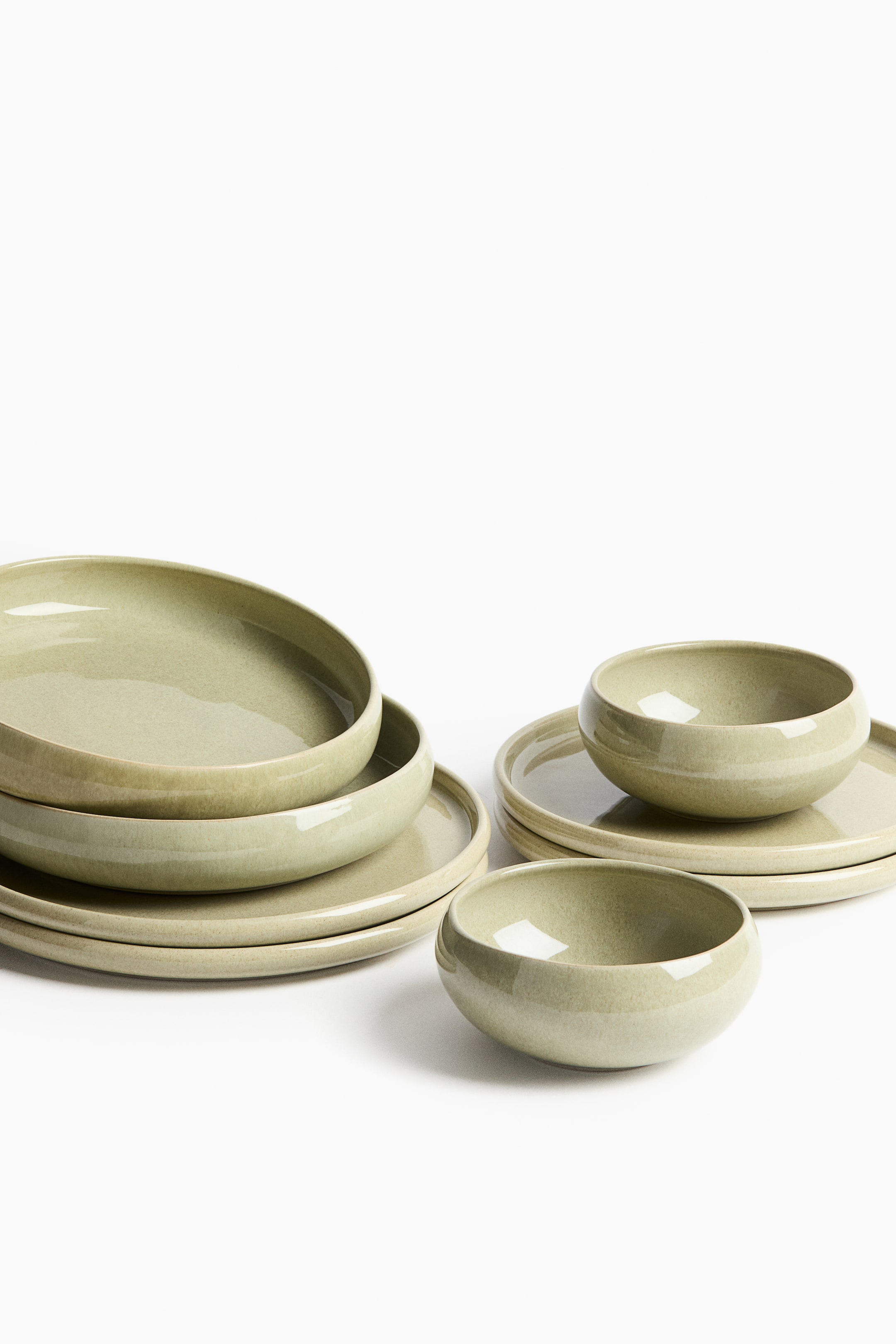 Переглянути збільшене зображення: Набір із 2 мисок з кам’яної кераміки - Зелений - Home All | H&M UA 1