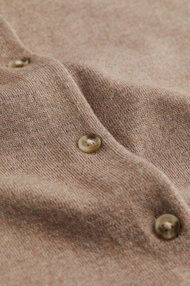 Fine-knit cardigan - Dark beige marl/Black/Cream/Dusty turquoise - 4