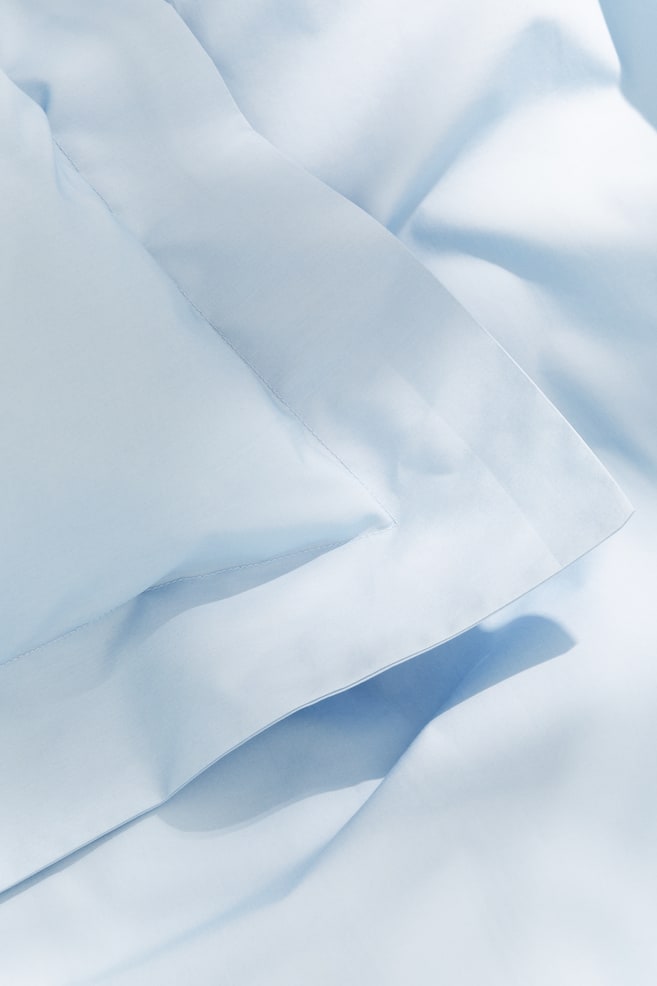 Double/king cotton percale duvet cover set - Light blue/White/Light mole - 3