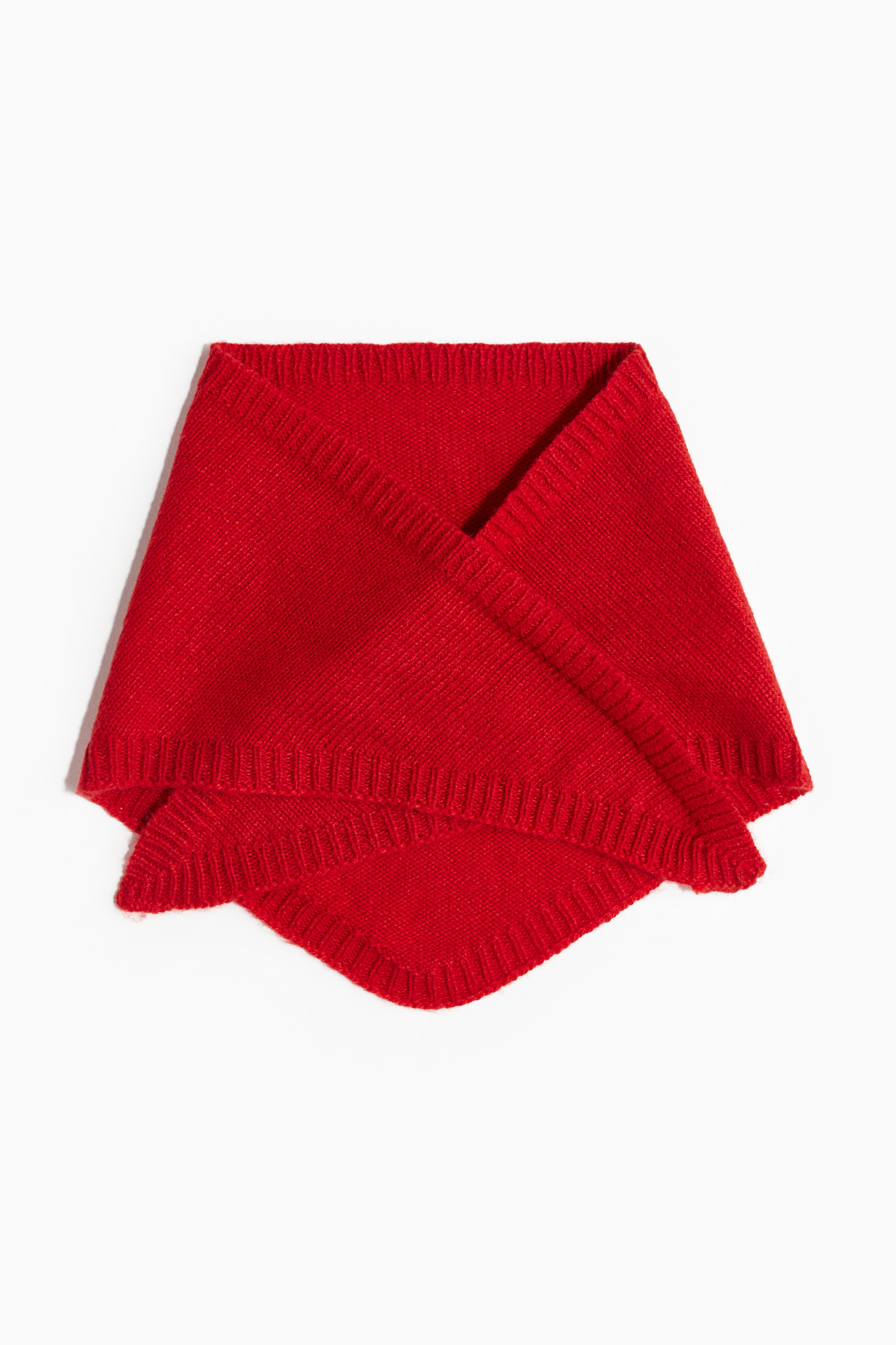 Knit Triangle Scarf - Red/Grey marle/Cream/Light dusty pink