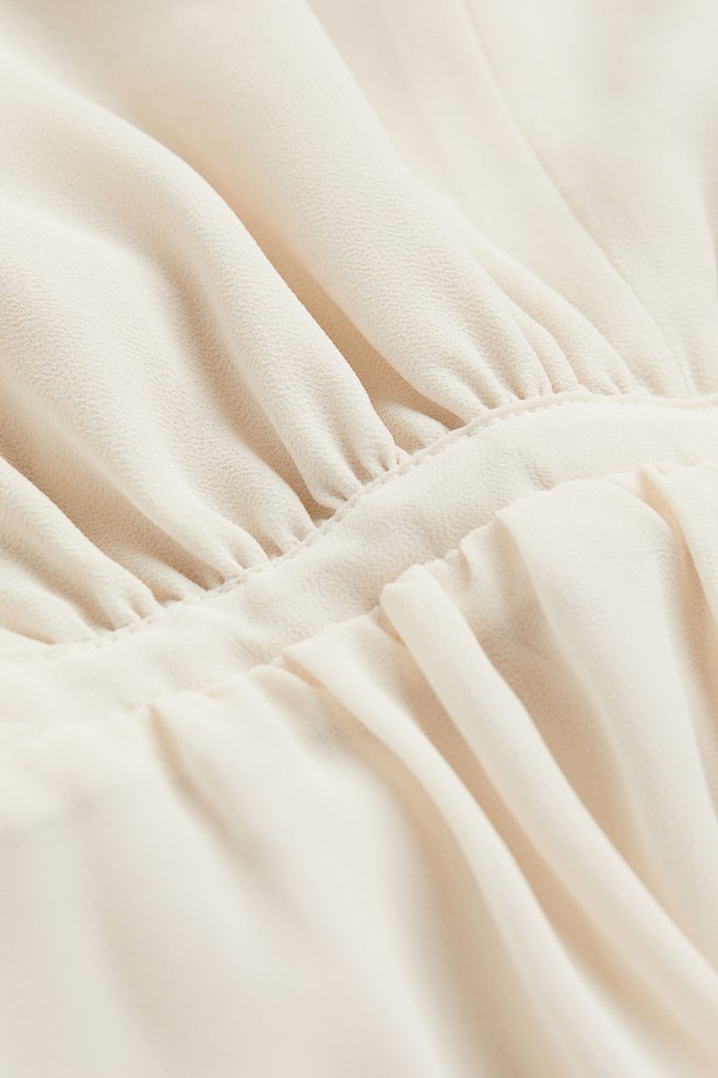 Chiffon drawstring-waist dress - Cream/Powder beige - 2