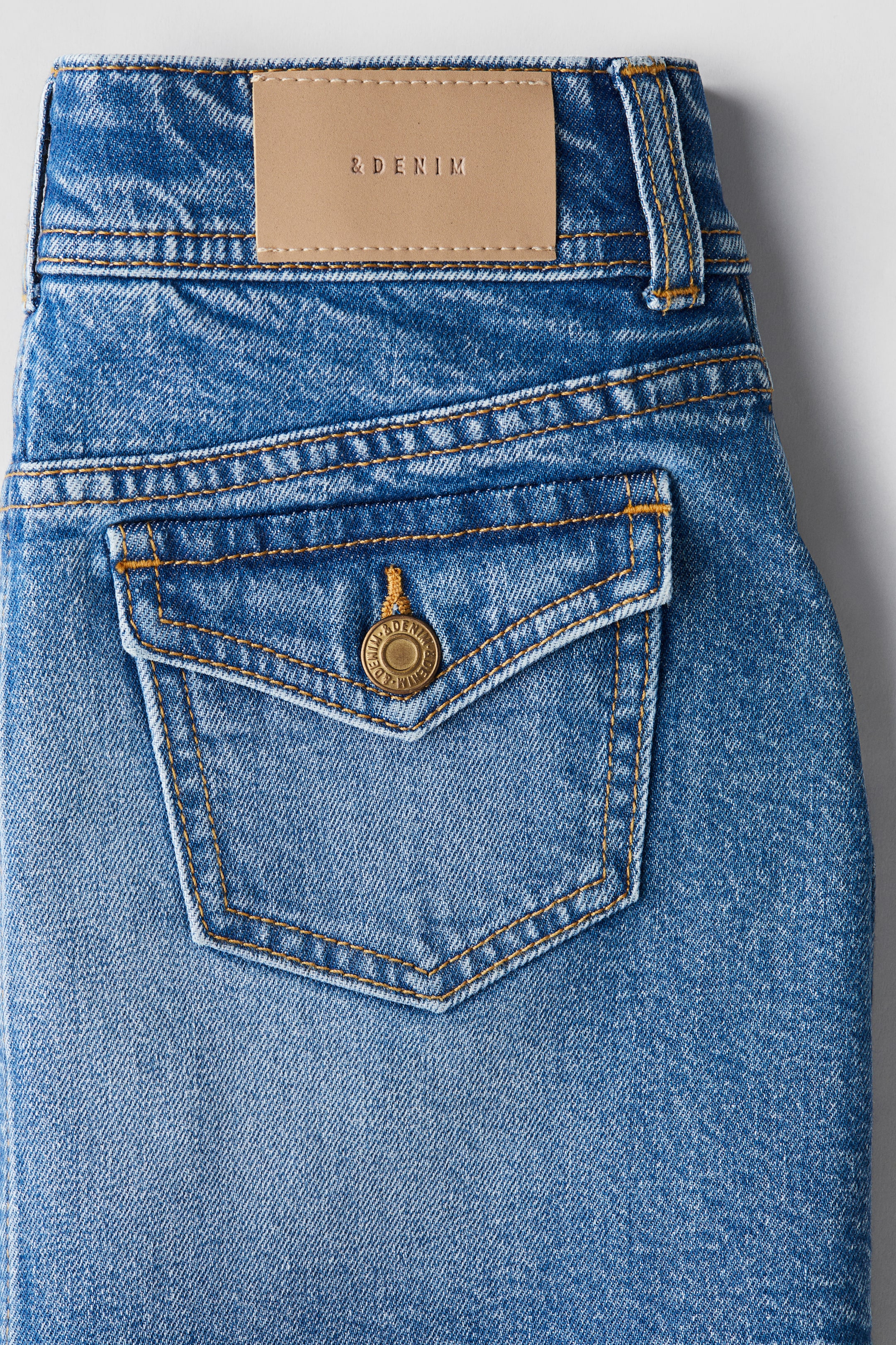 Flap-Pocket Denim Skirt