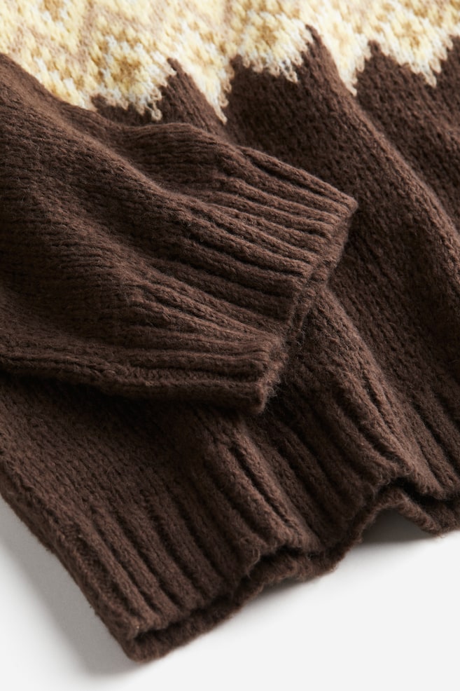 Jacquard-knit jumper - Dark brown/Patterned - 6