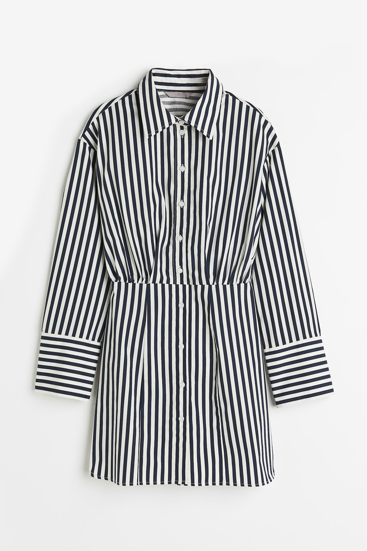h&m cotton shirt dress Women's Navy blue Cotton Poplin Shirt Dress