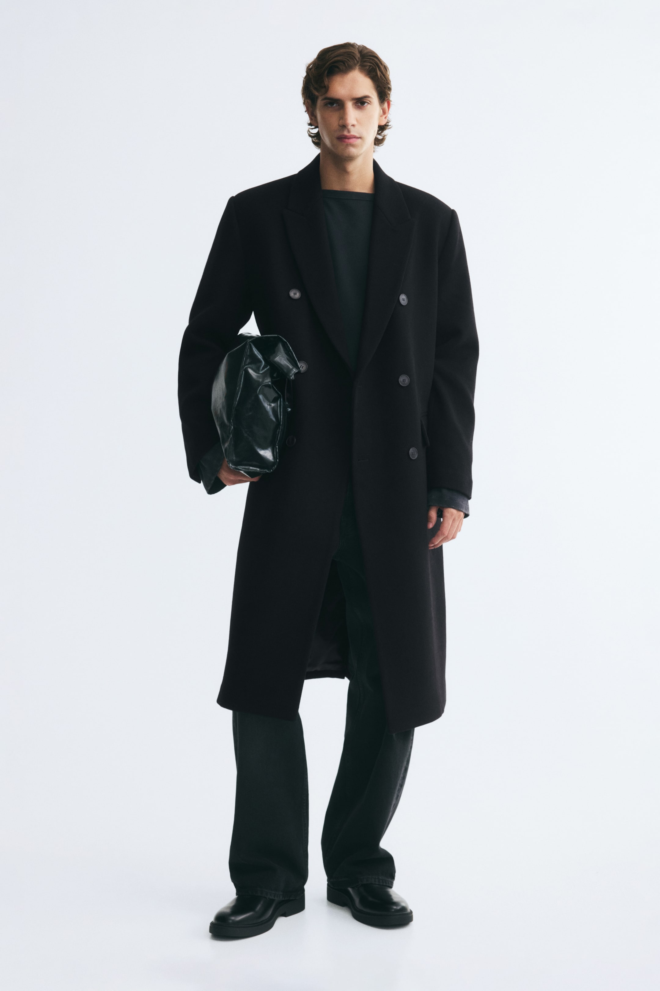 Grösseres Bild ansehen: Zweireihiger Mantel aus Wollgemisch - Schwarz - HERREN | H&M CH 1