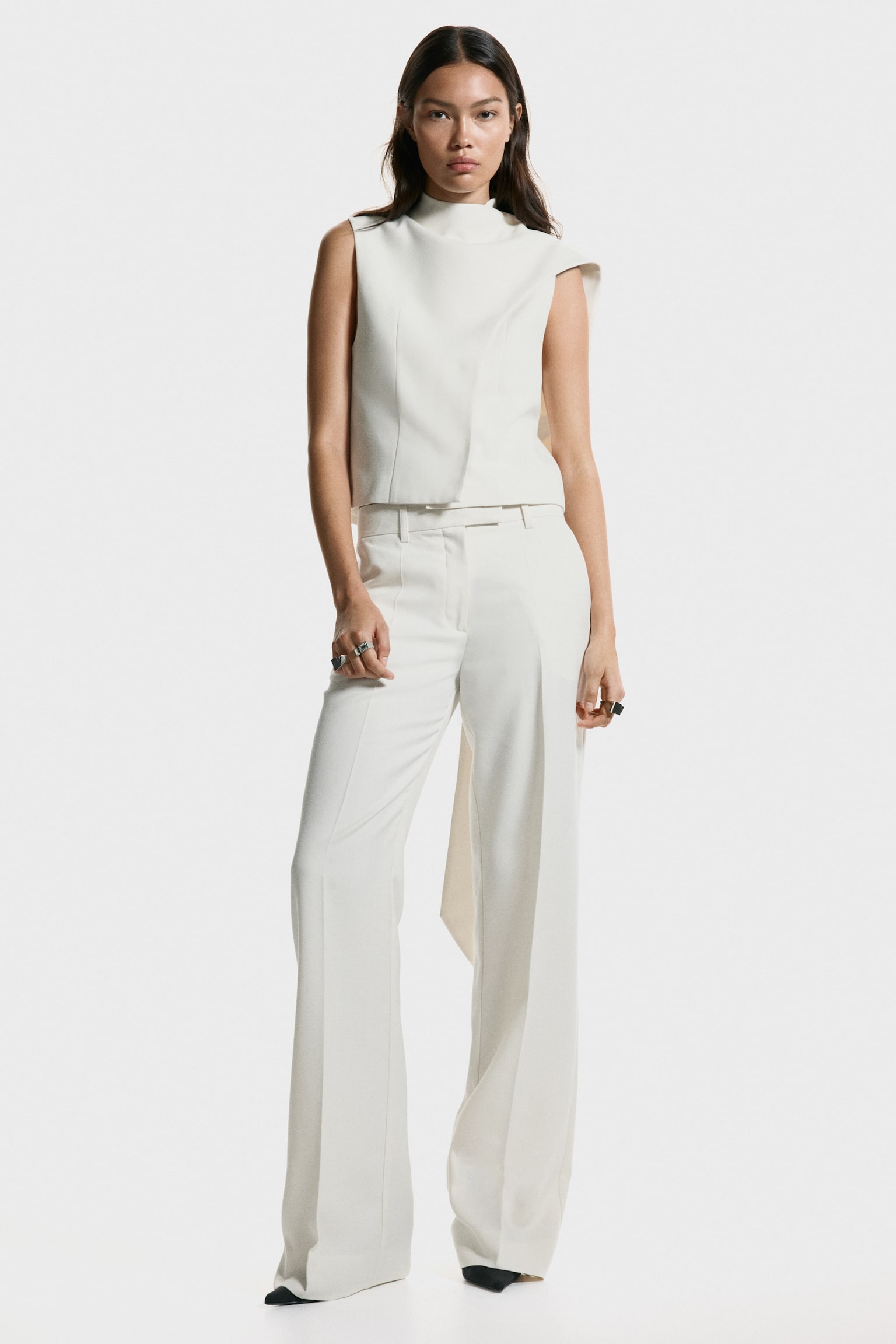 Scarf-detail top - White - 4