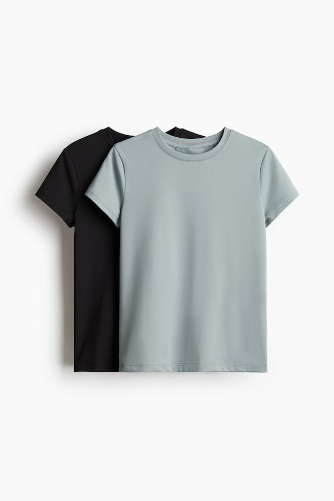 2-pack sports tops with DryMove™ - Turquoise/Black/Light yellow/Grey marl/Light beige/Navy blue - 1