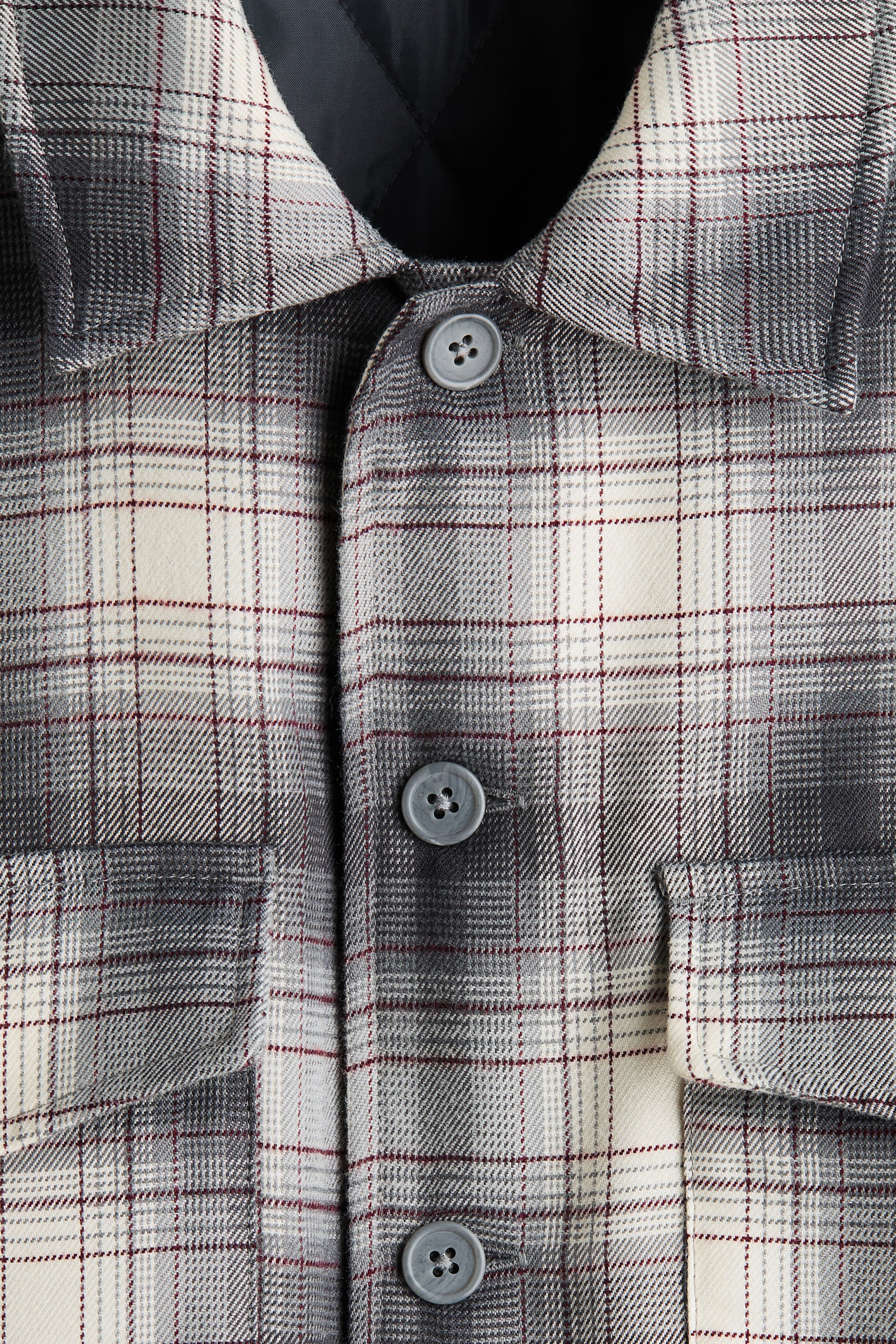 이미지 확대 보기: 라이트 패딩 오버셔츠 - 그레이/체크 - Men | H&M KR 6