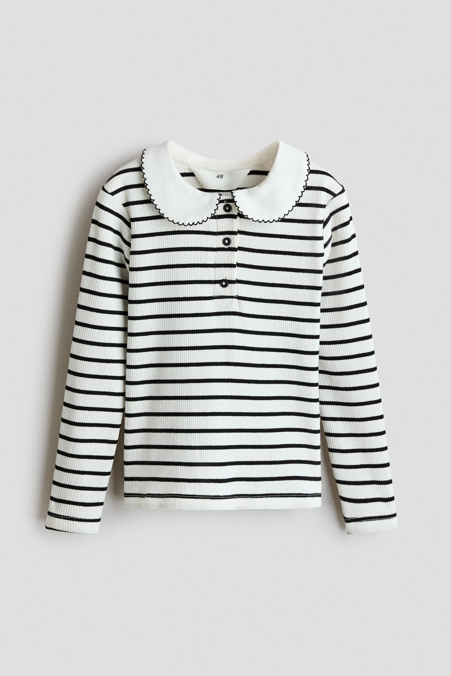 Haut en coton avec col - Blanc/rayé/Crème/cerises