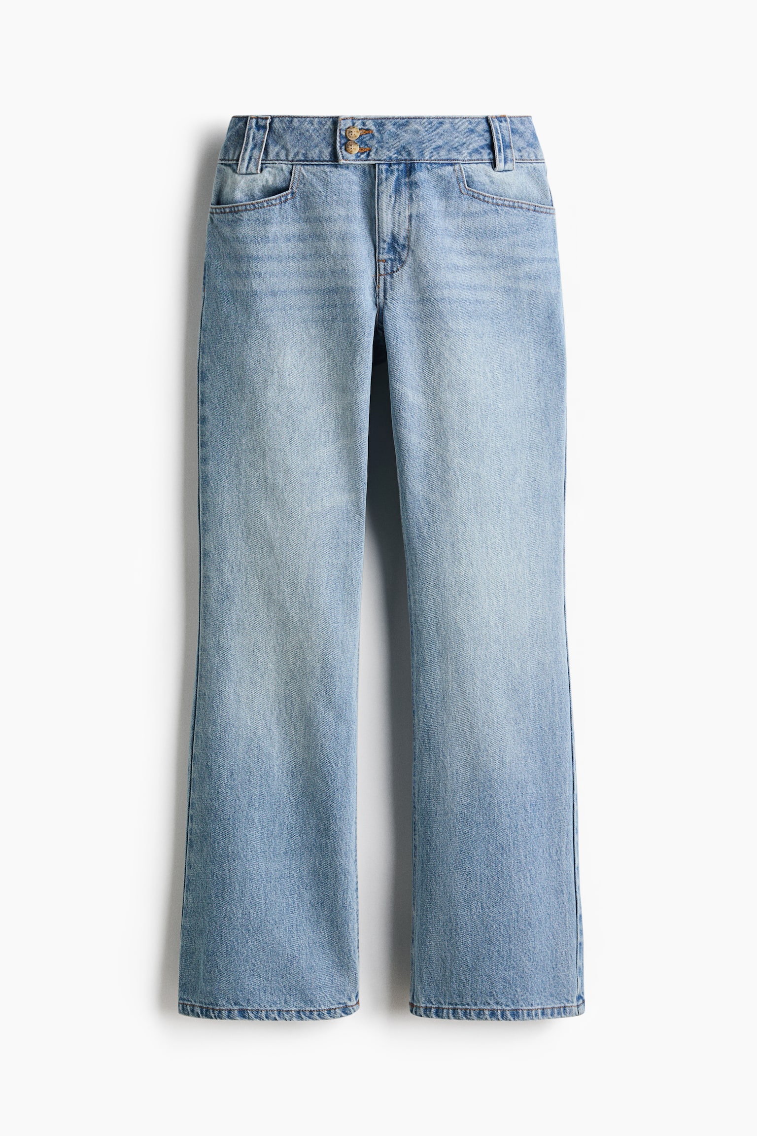 Flared twill trousers - Light denim blue/Beige - 1