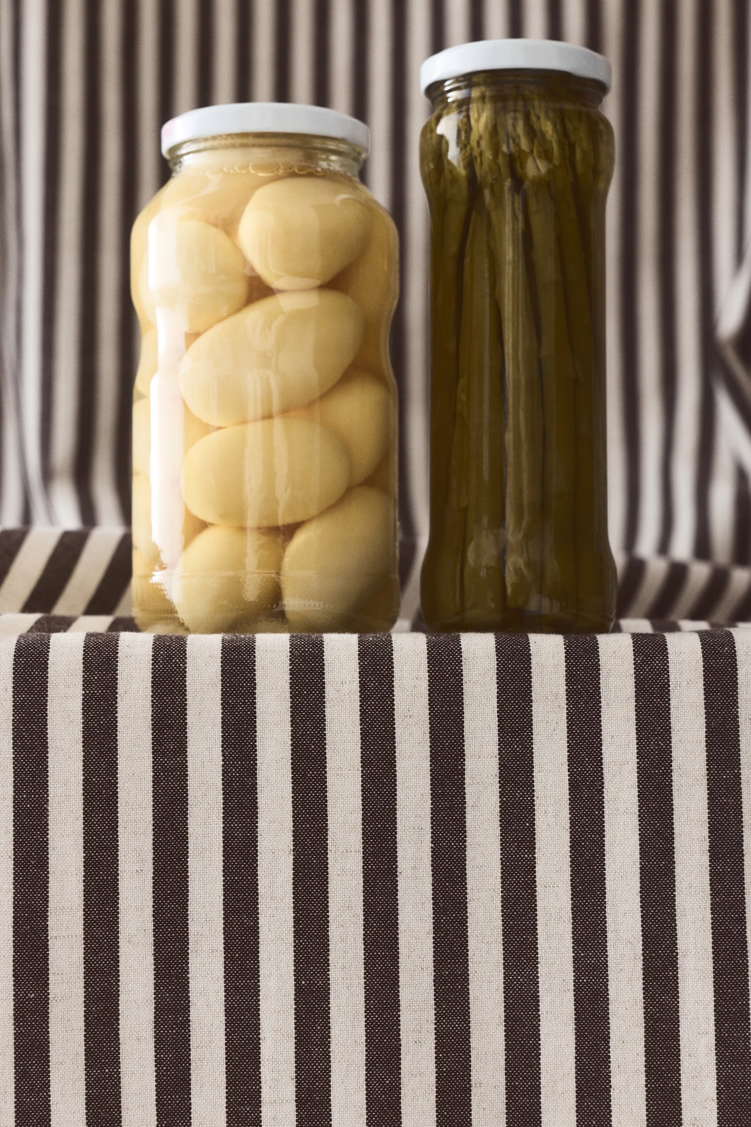 Tovaglia in misto lino - Marrone scuro/righe/Beige/righe - 2