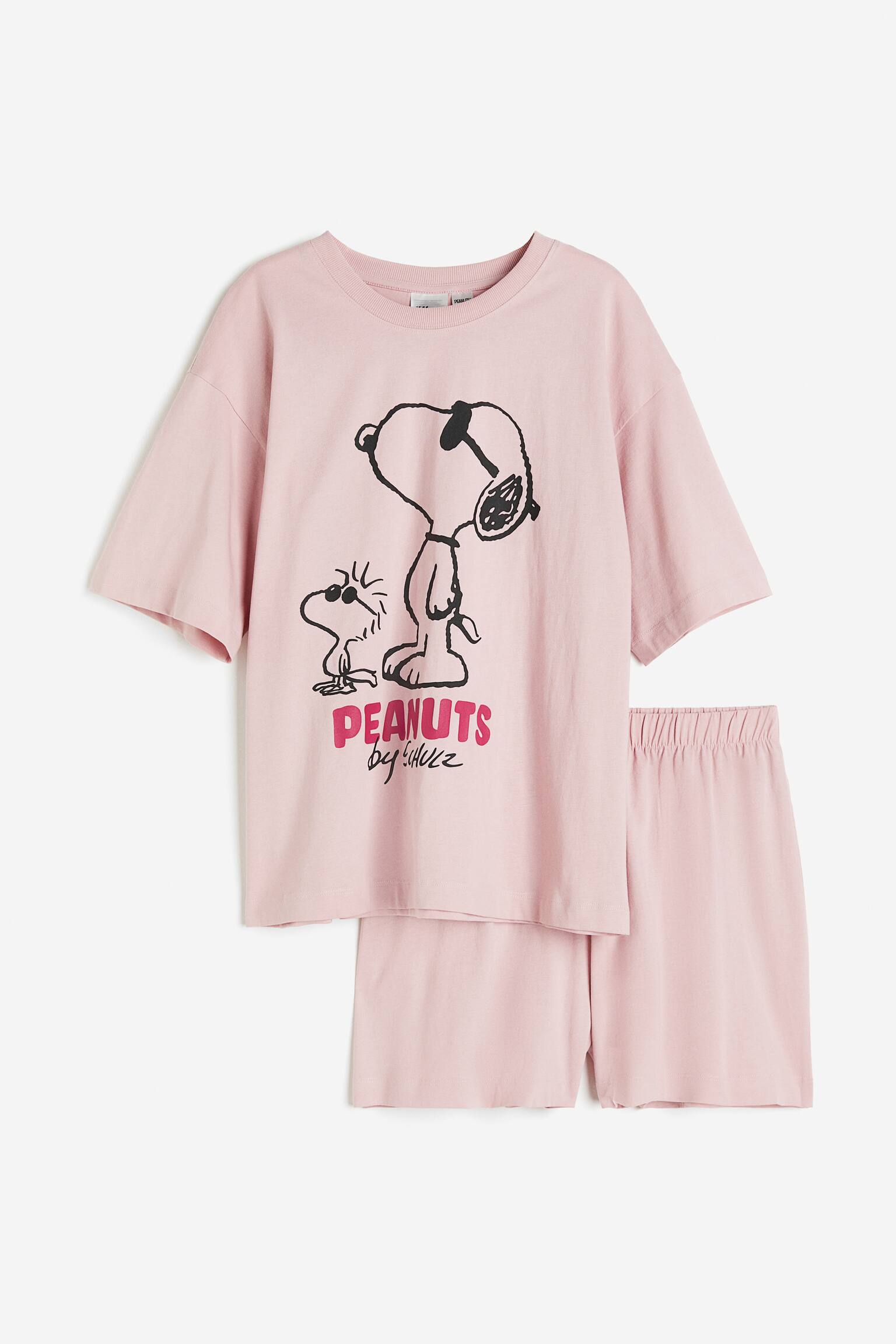 Bộ đồ ngủ cotton jersey - Màu hồng nhạt/Snoopy - 1