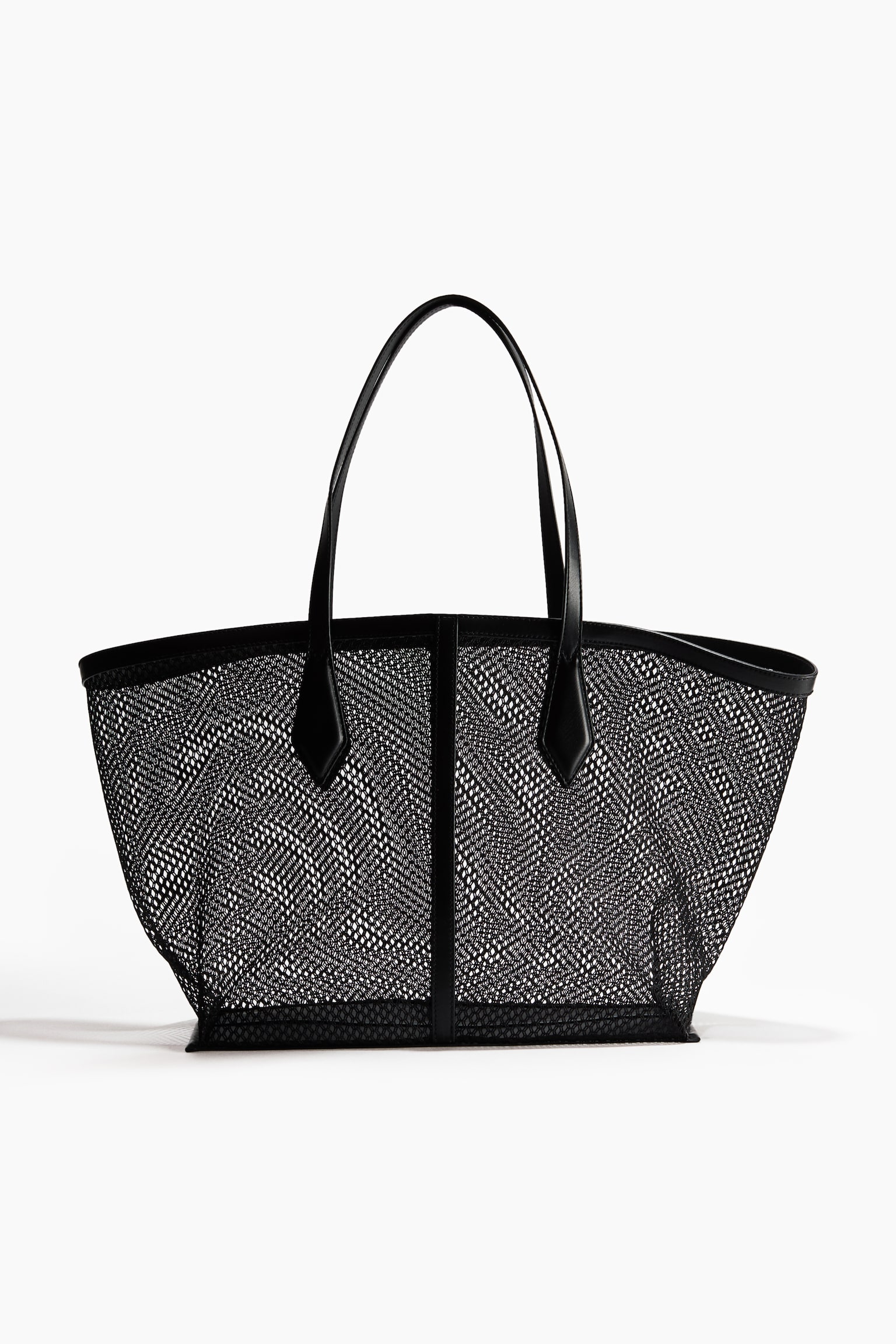 Shopper met opengewerkt design - Zwart - 1
