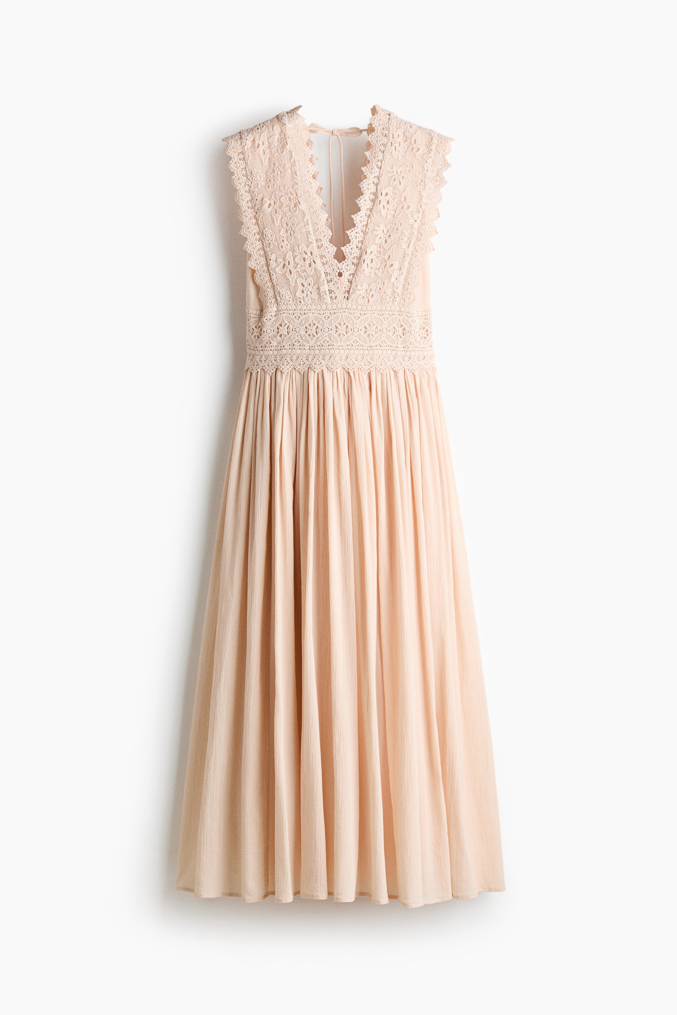 Jurk met kanten bovenpand - Lichtbeige